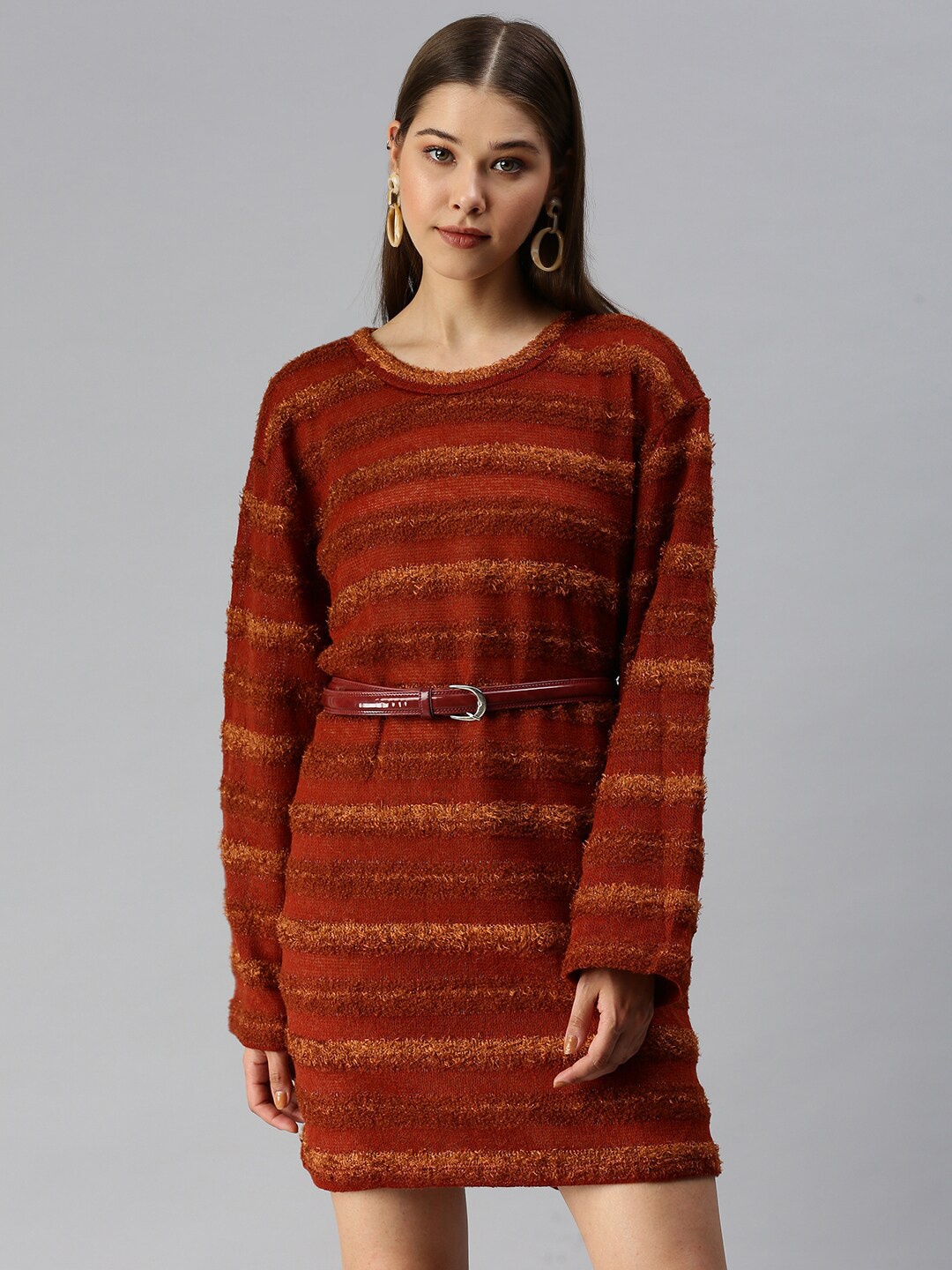 

SHOWOFF Round Neck T-shirt Dress, Rust