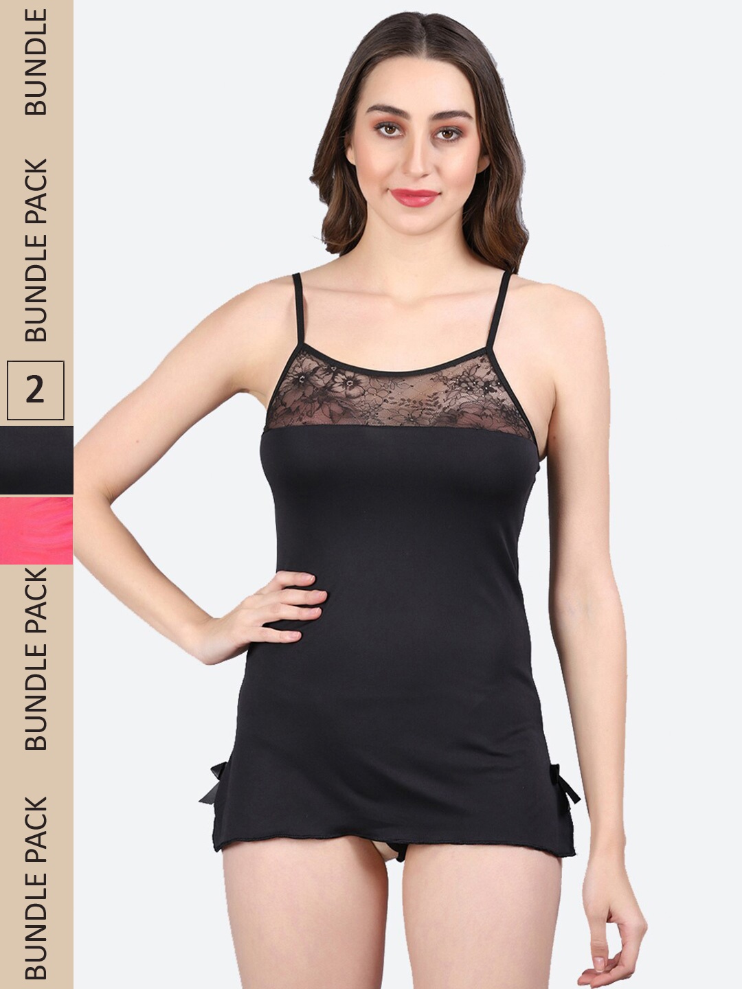 

Fleurt Pack Of 2 Halter Neck Baby Doll, Black