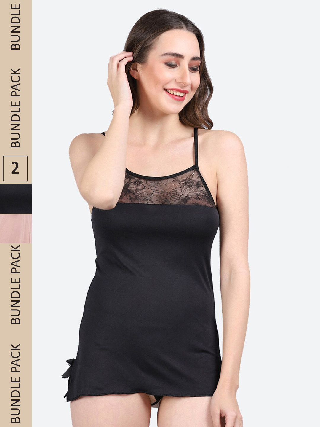 

Fleurt Pack Of 2 Shoulder Straps Baby Doll, Black