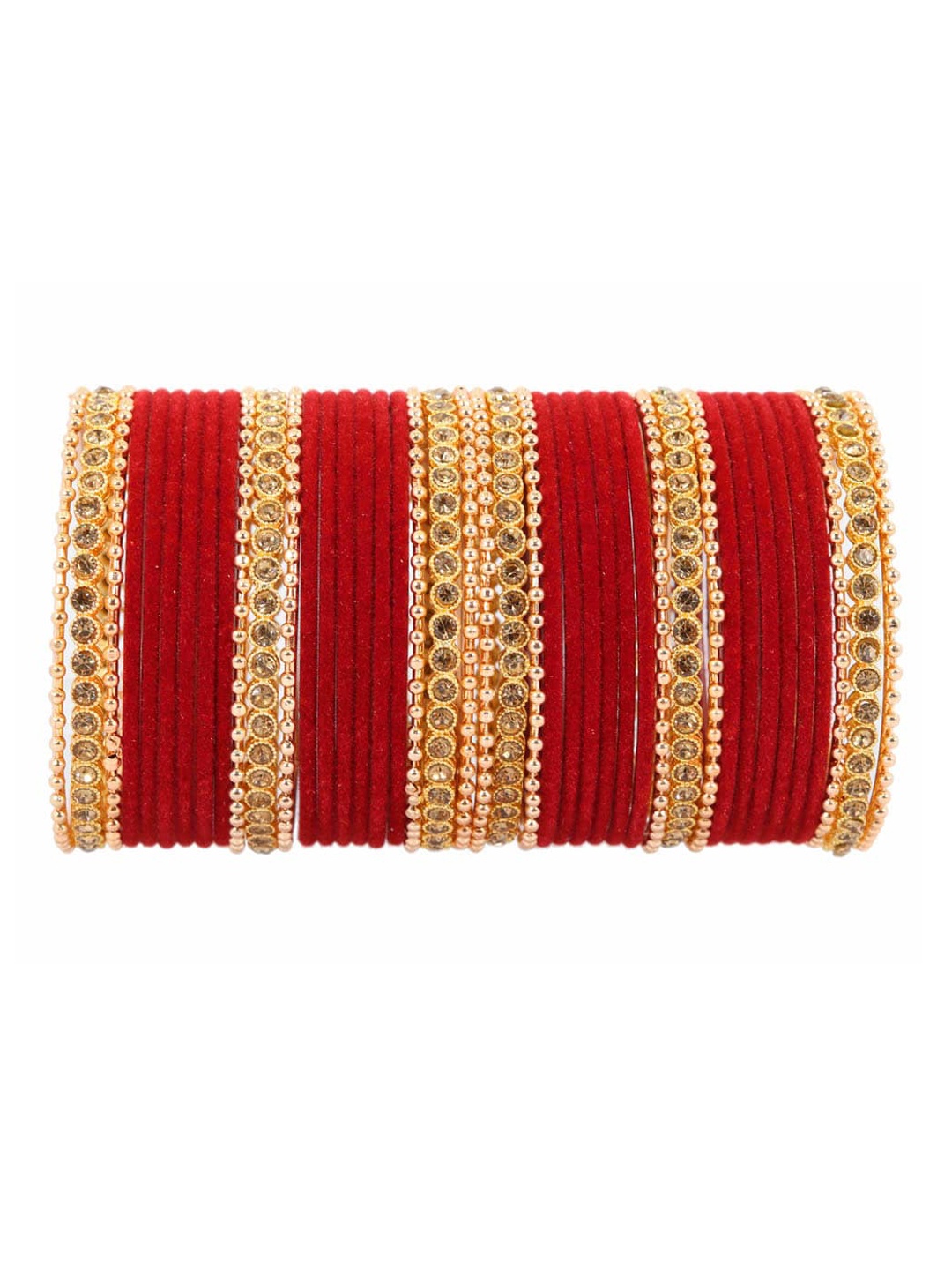 

NMII Set Of 42 Artificial Stones Studded Bangles, Gold