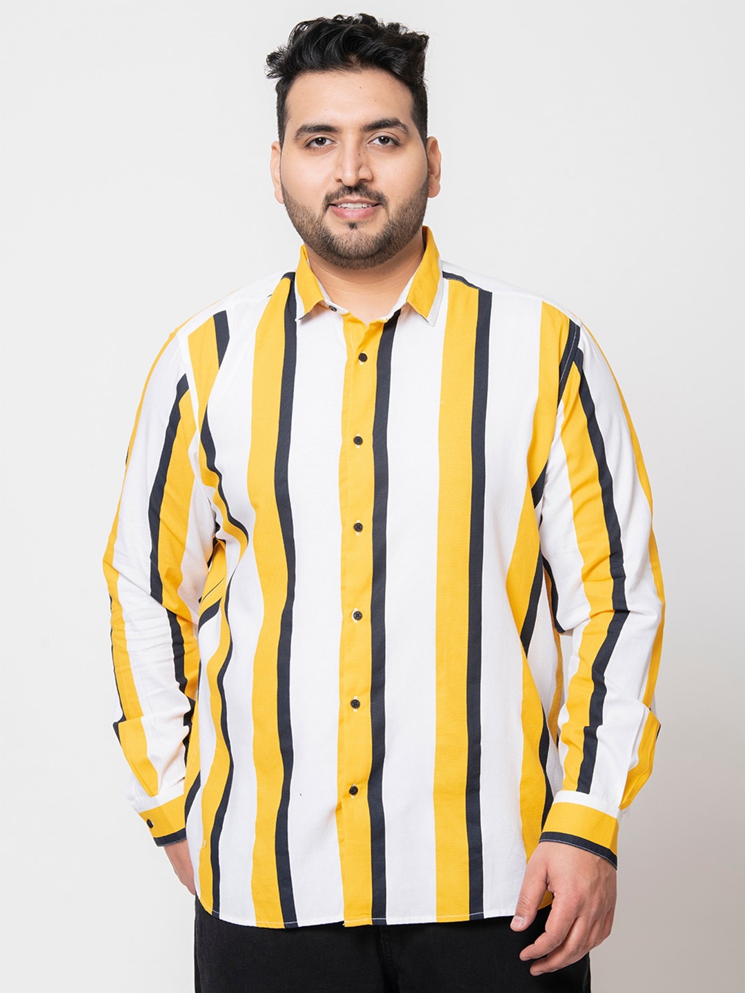 

Bene Kleed Plus Classic Vertical Stripes Striped Pure Cotton Casual Shirt, White
