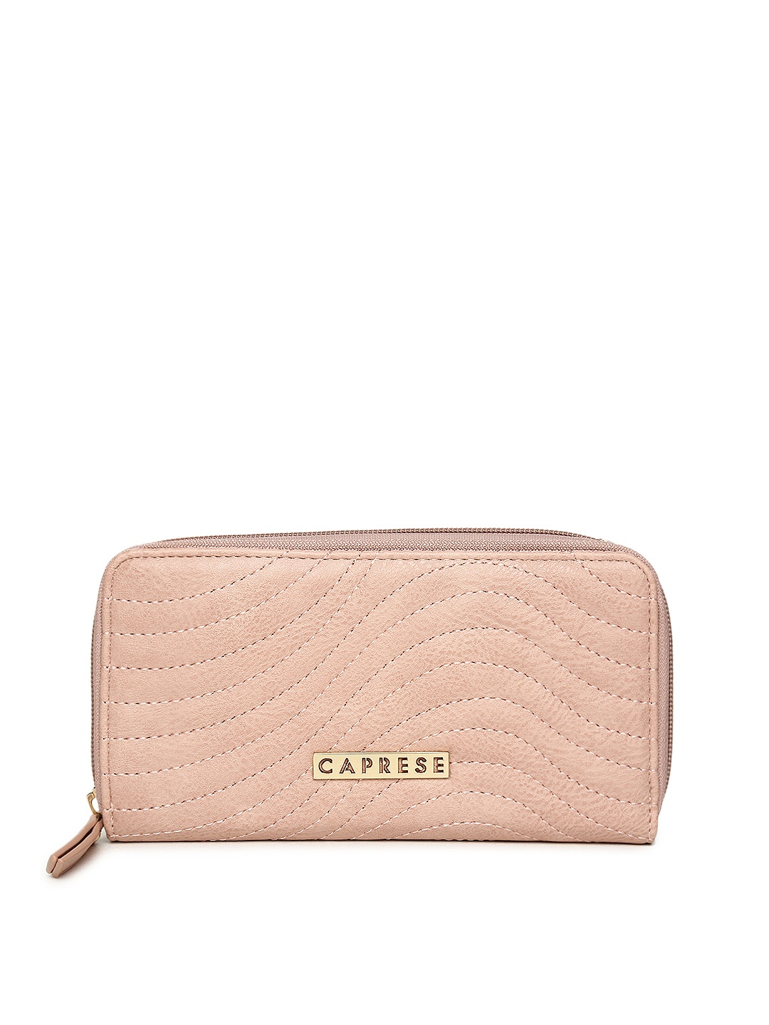 

Caprese Women Pink Solid Zip Around Wallet