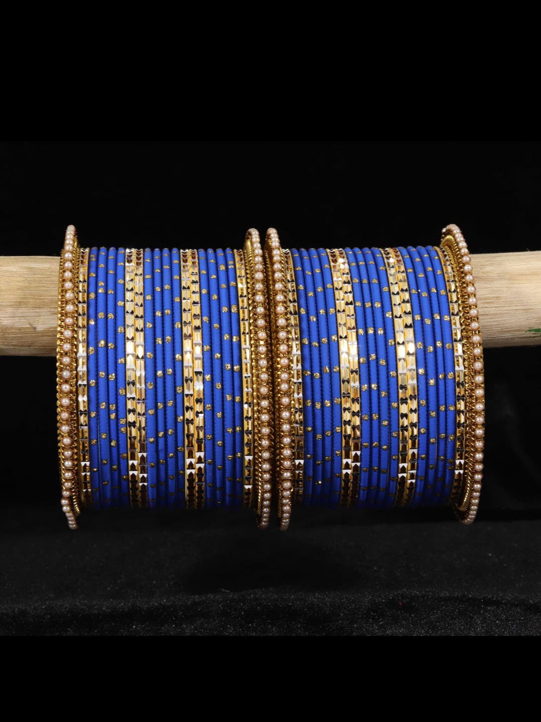 

NMII Set Of 40 Artificial Stones Studded Bangles, Gold