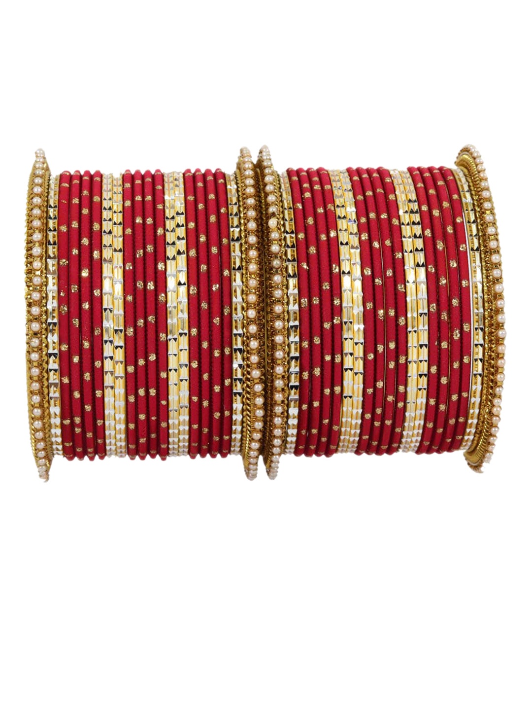 

NMII Set Of 40 Artificial Stones Studded Bangles, Gold