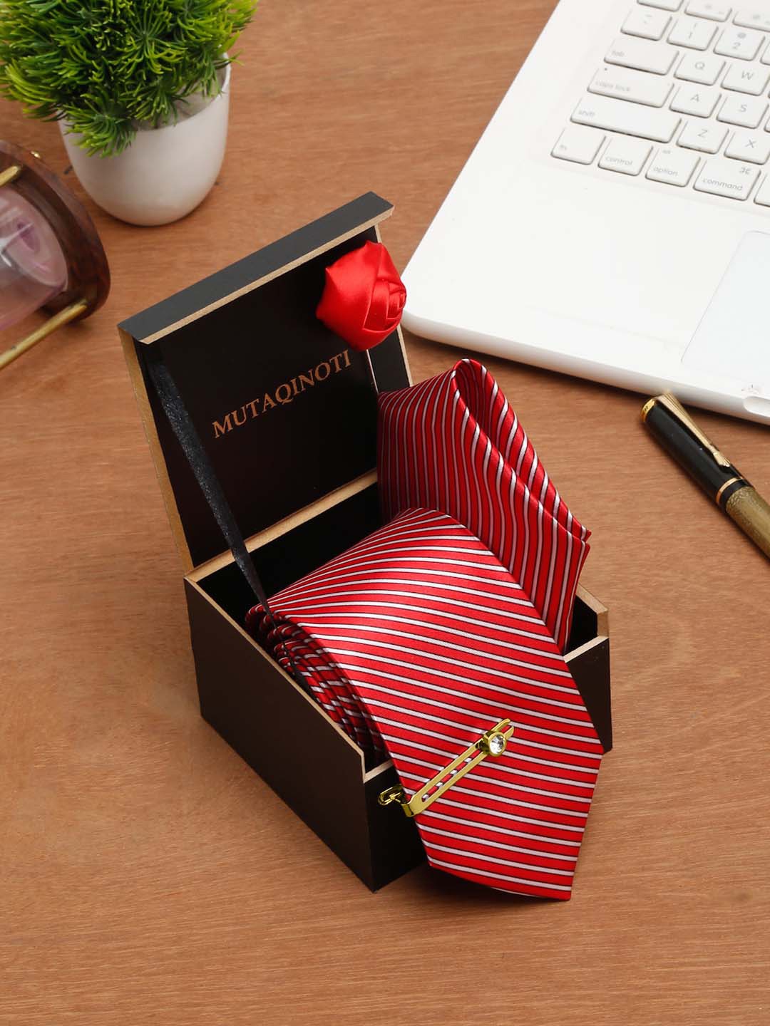 

MUTAQINOTI Men Set Of 5 Accessory Gift set, Red