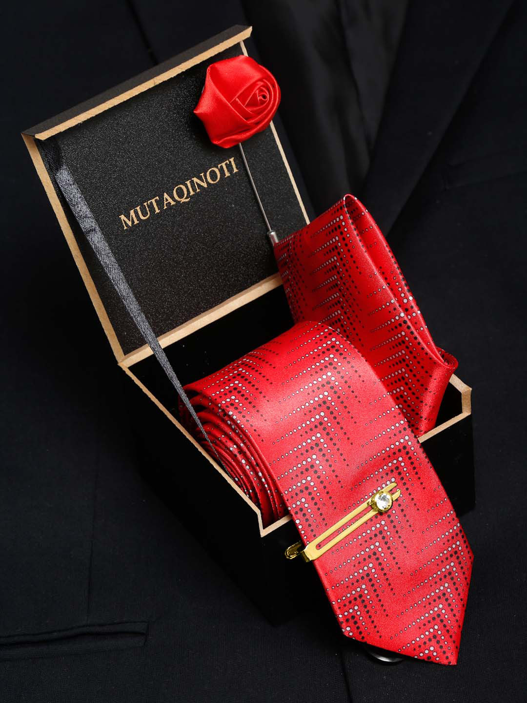 

MUTAQINOTI Men Accessory Gift set, Red