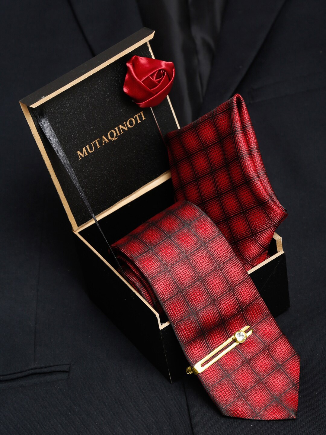 

MUTAQINOTI Men Accessory Gift Set, Red