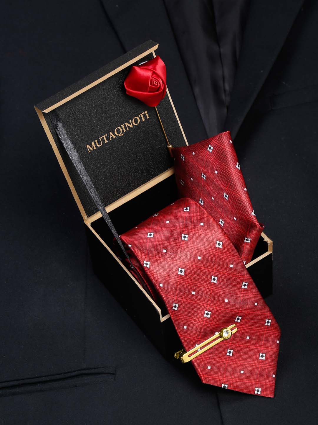 

MUTAQINOTI Men Accessory Gift Set, Red