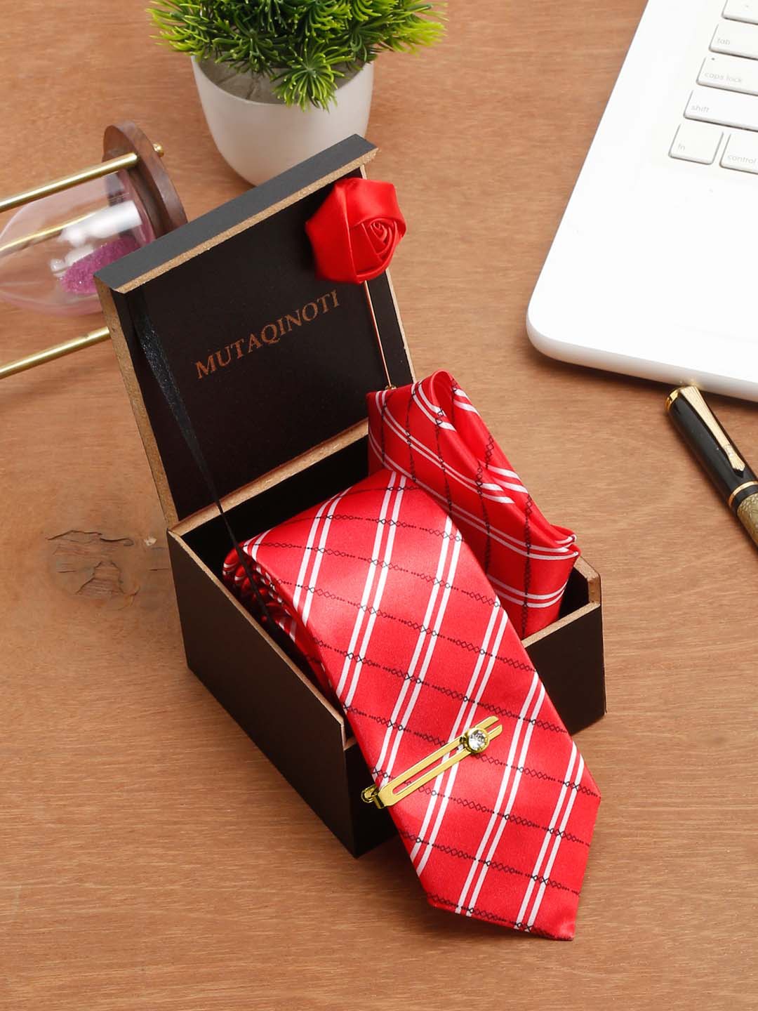 

MUTAQINOTI Men Accessory Gift Set, Red