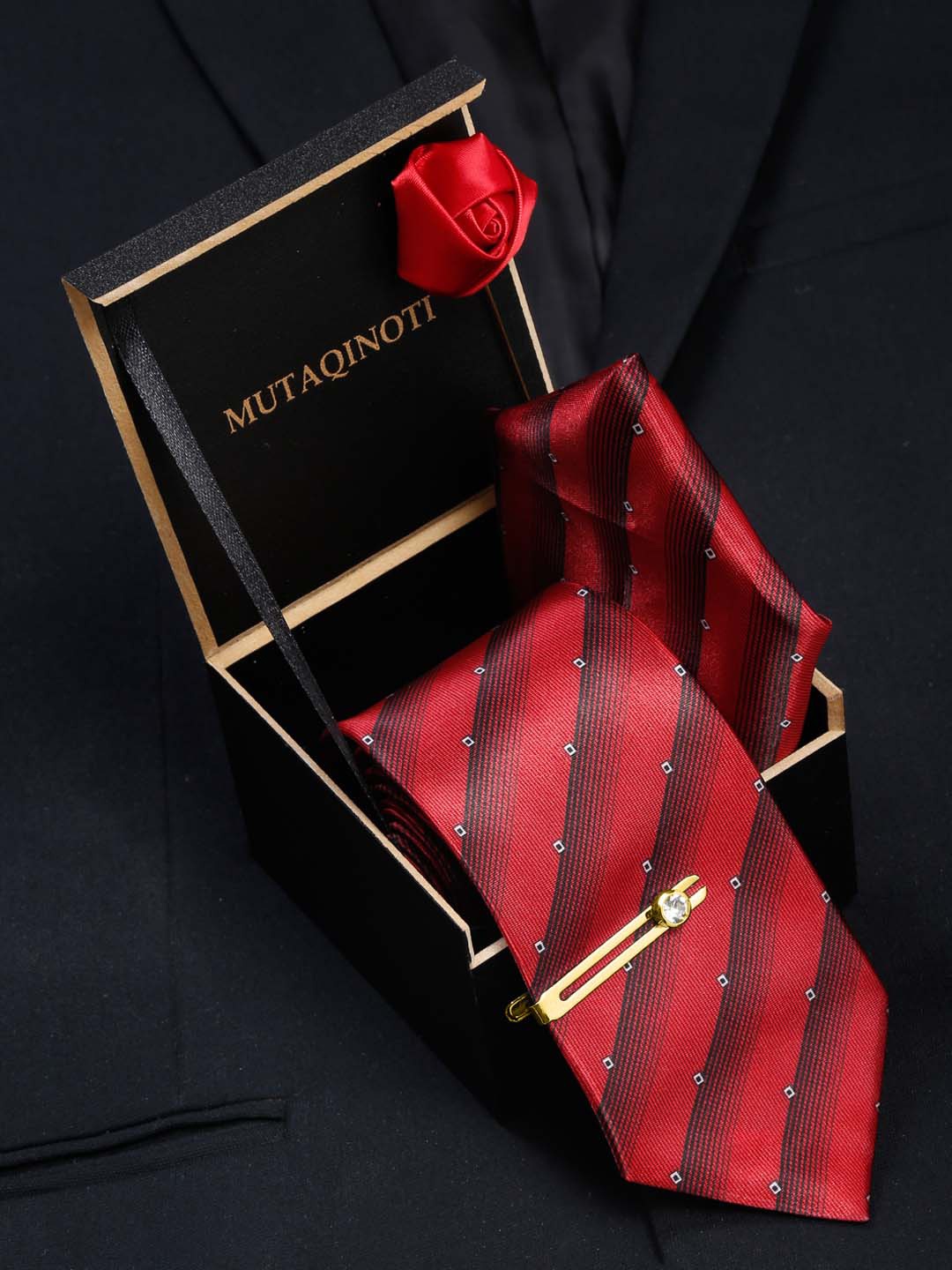 

MUTAQINOTI Men Accessory Gift Set, Red