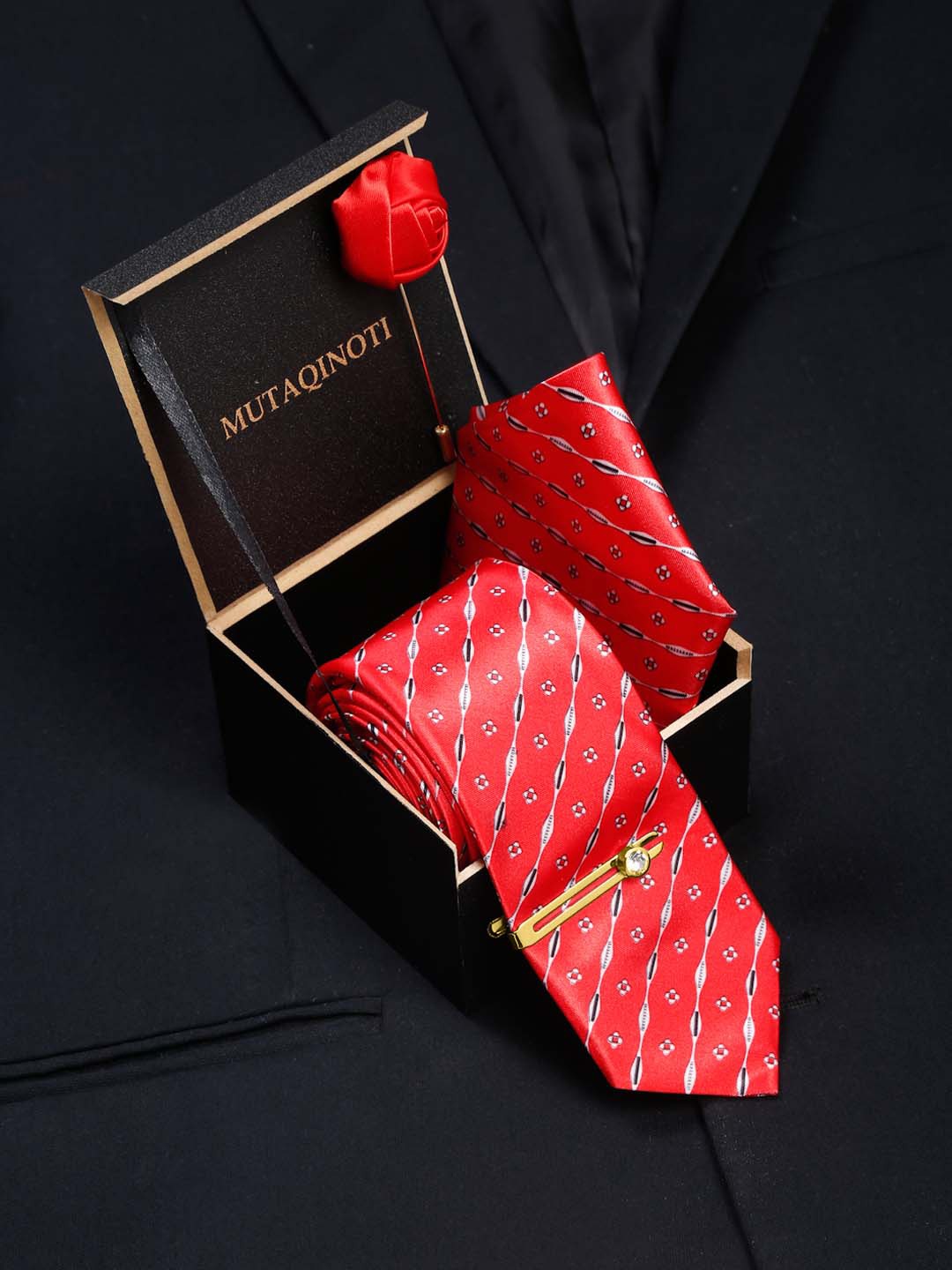 

MUTAQINOTI Men Accessory Gift Set, Red