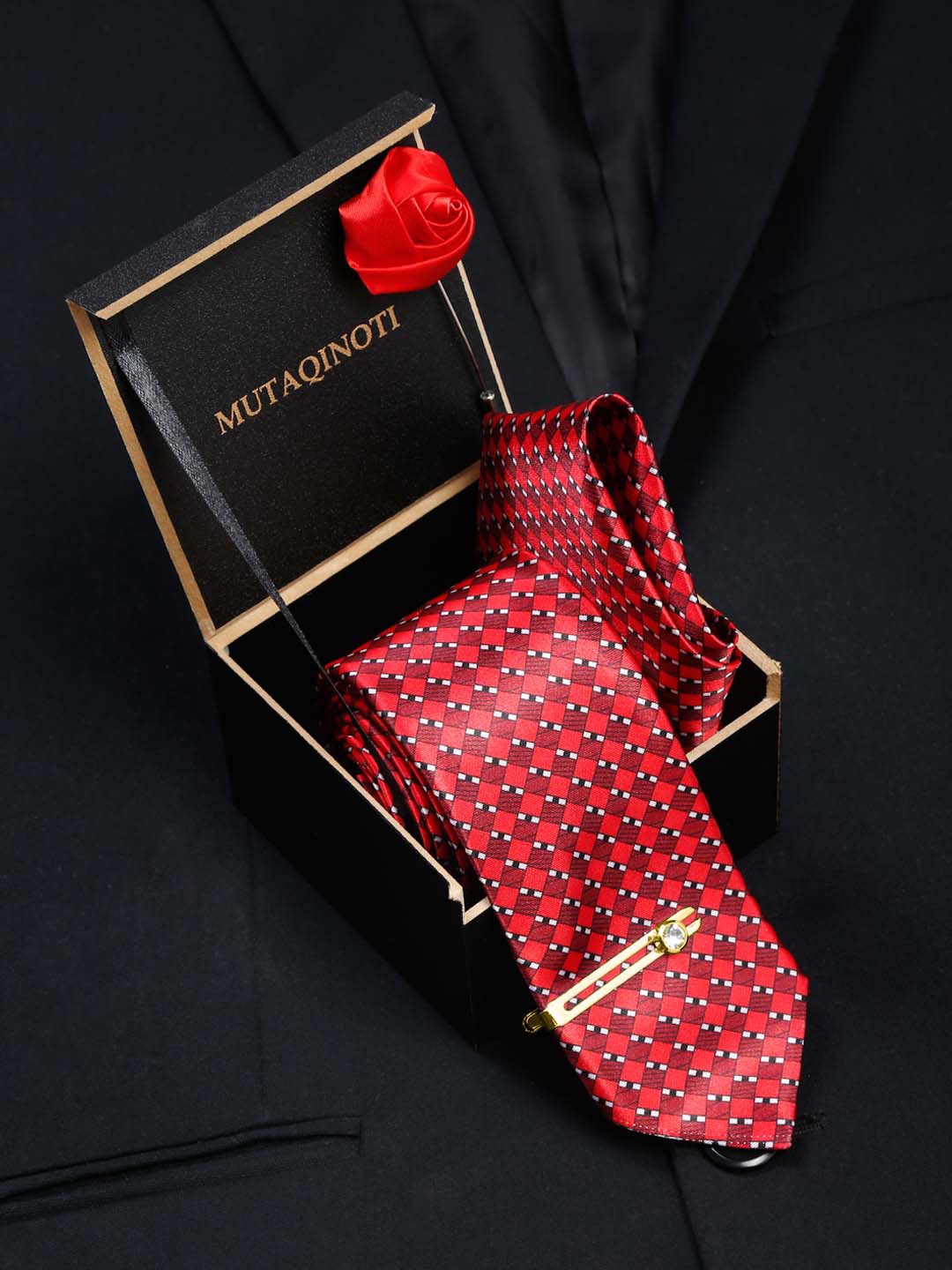 

MUTAQINOTI Men Accessory Gift Set, Red