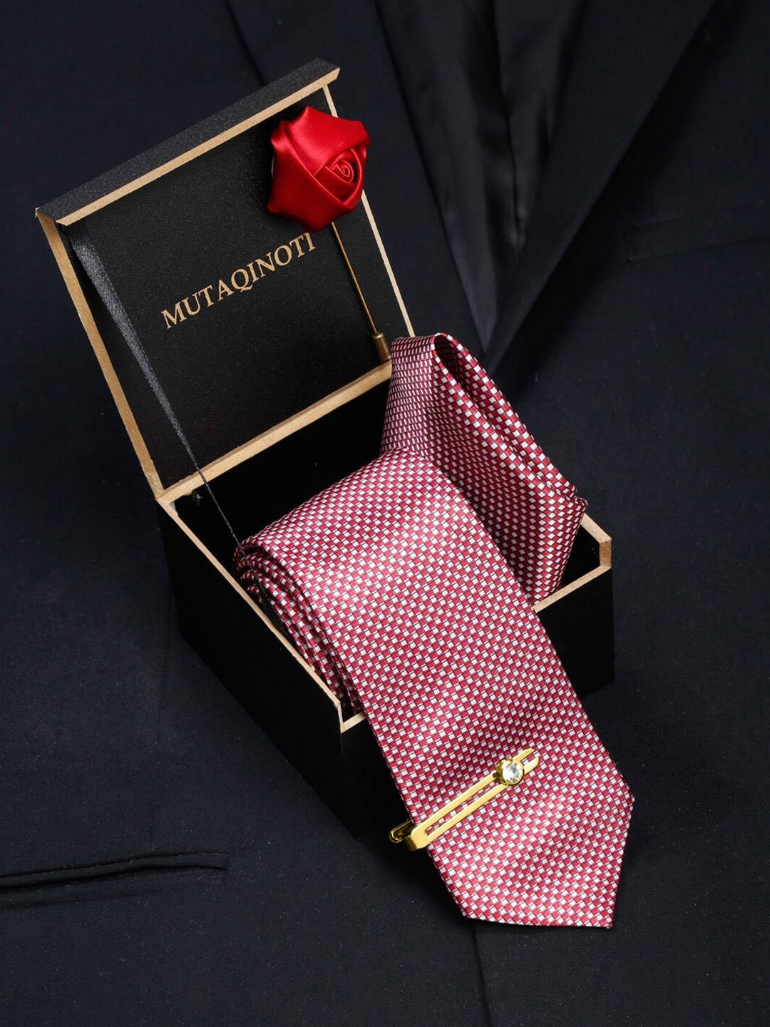 

MUTAQINOTI Men Accessory Gift Set, Red
