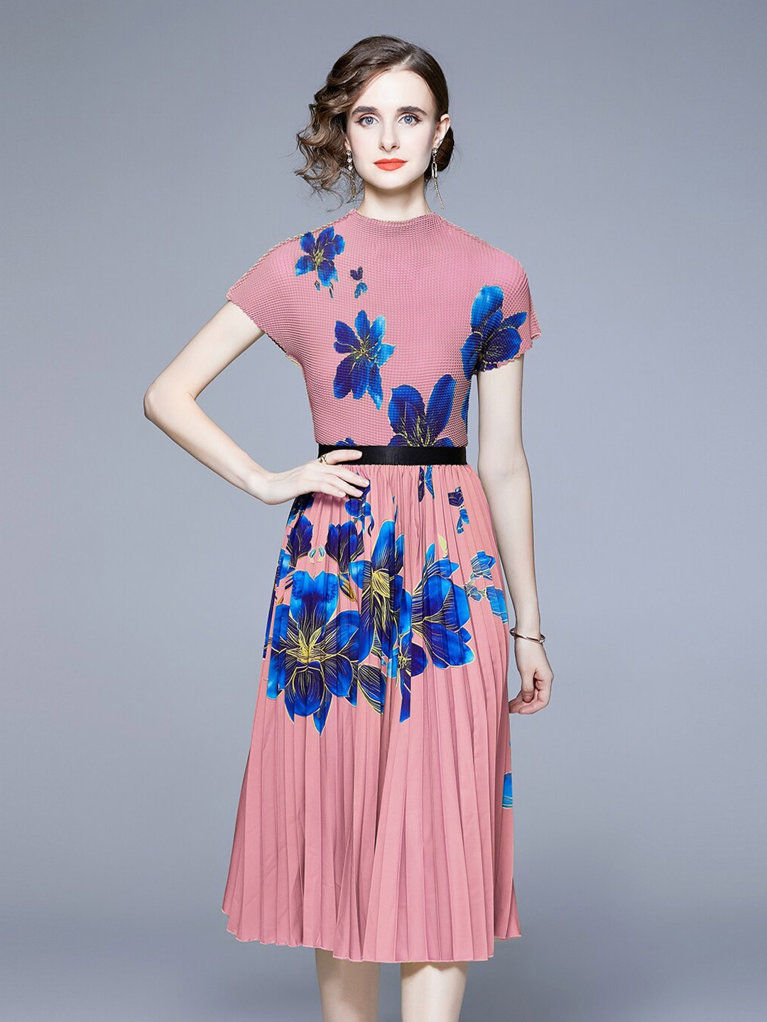 

JC Collection Printed Top with Skirt, Pink
