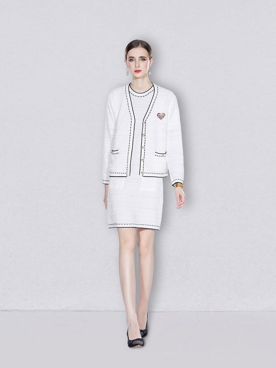 

JC Collection Round Neck Sheath Dress With Jacket, White