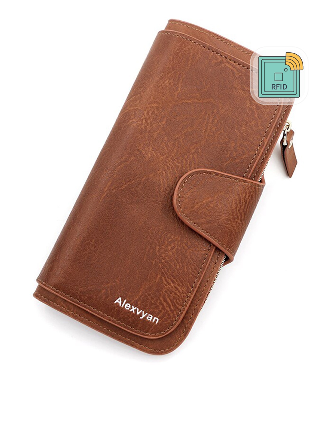 

Alexvyan Women Textured Two Fold Wallet, Brown