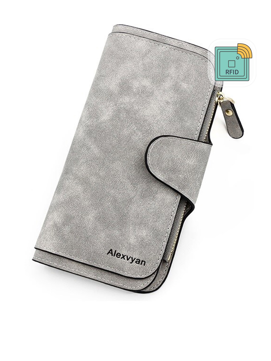 

Alexvyan Women Abstract Printed PU Two Fold Wallet, Grey