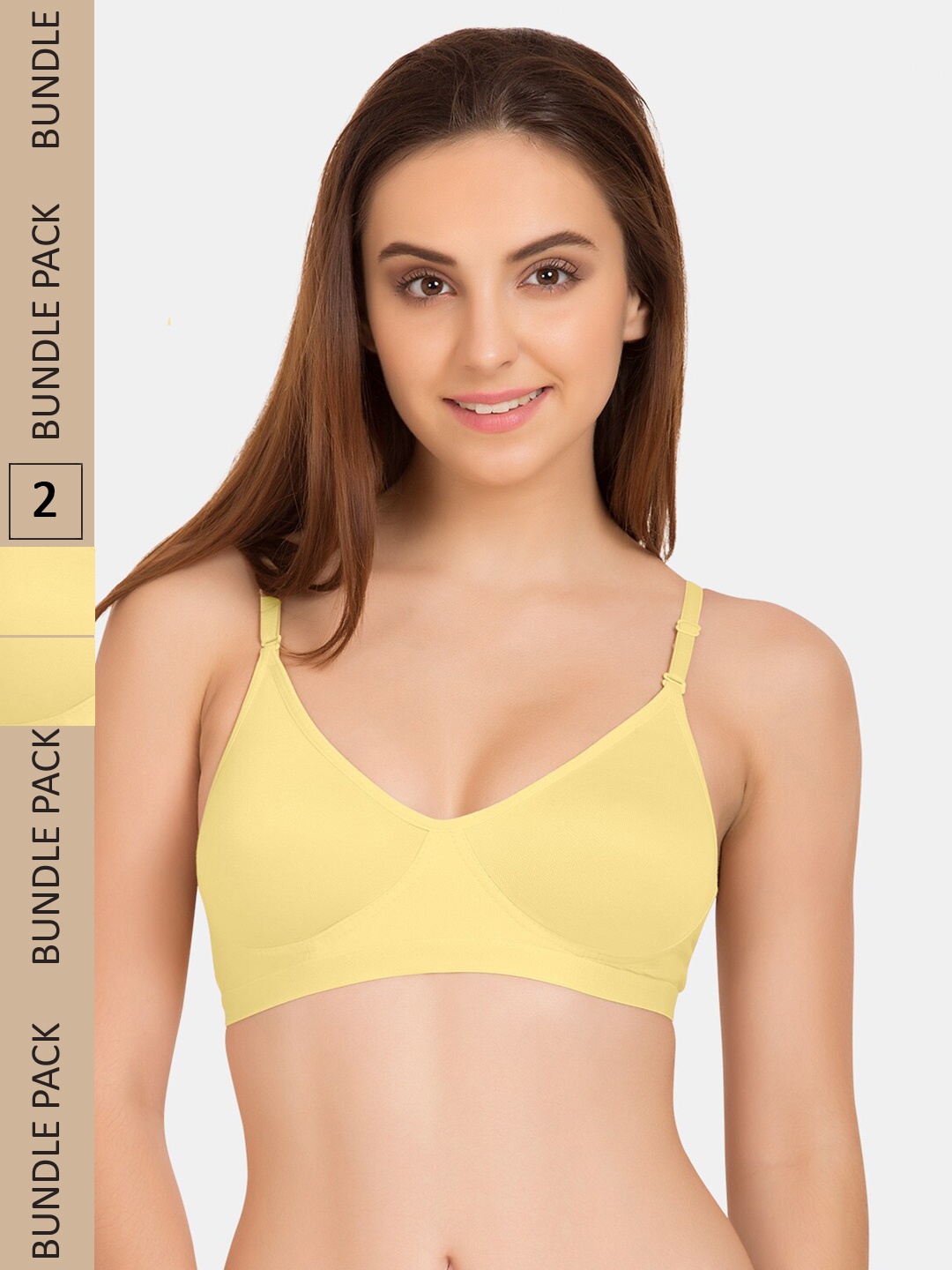 

Tweens Pack of 2 Non-Padded All Day Comfort Seamless Cotton T-shirt Bra, Yellow