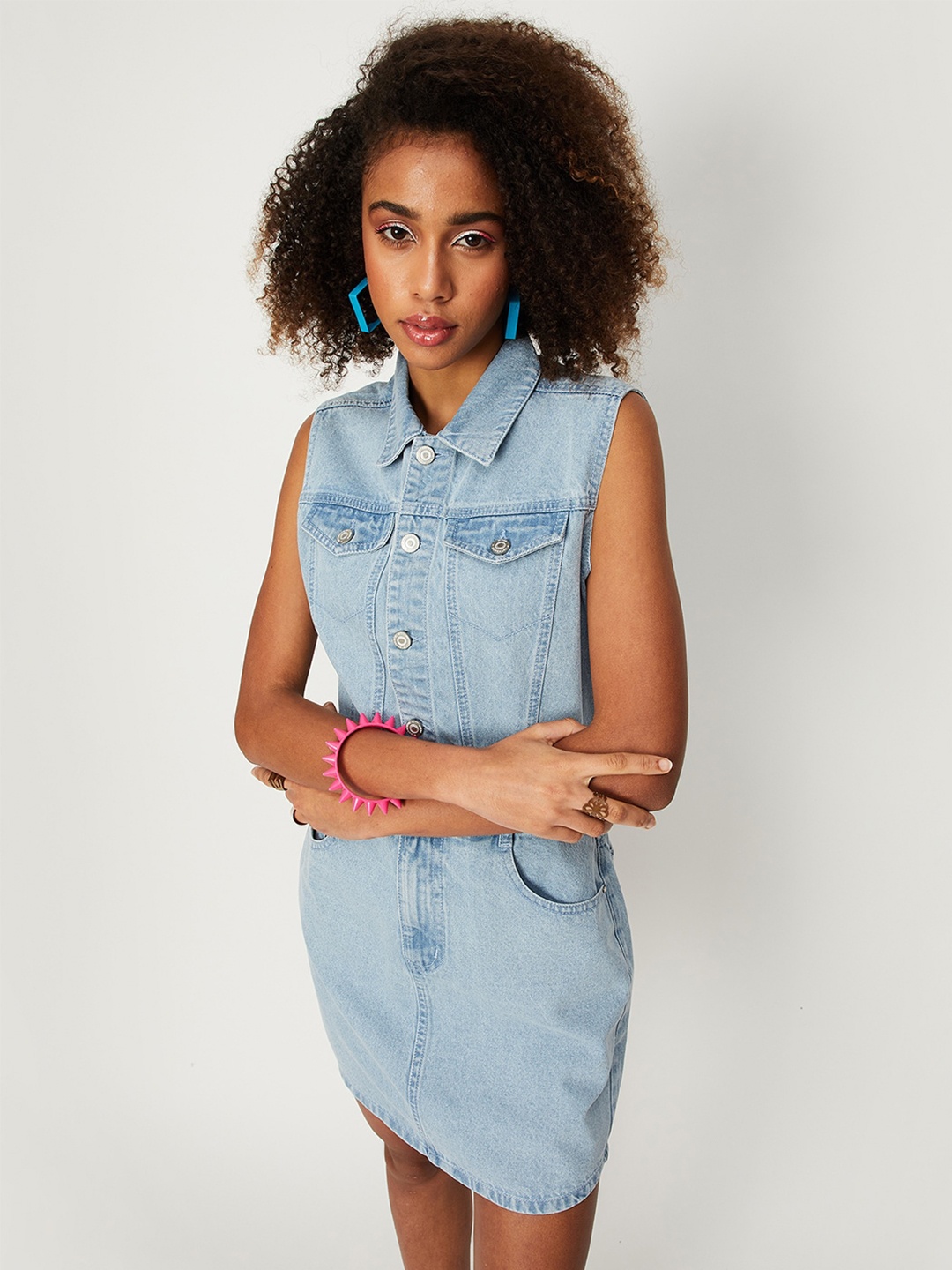 

max Faded Shirt Dress, Blue