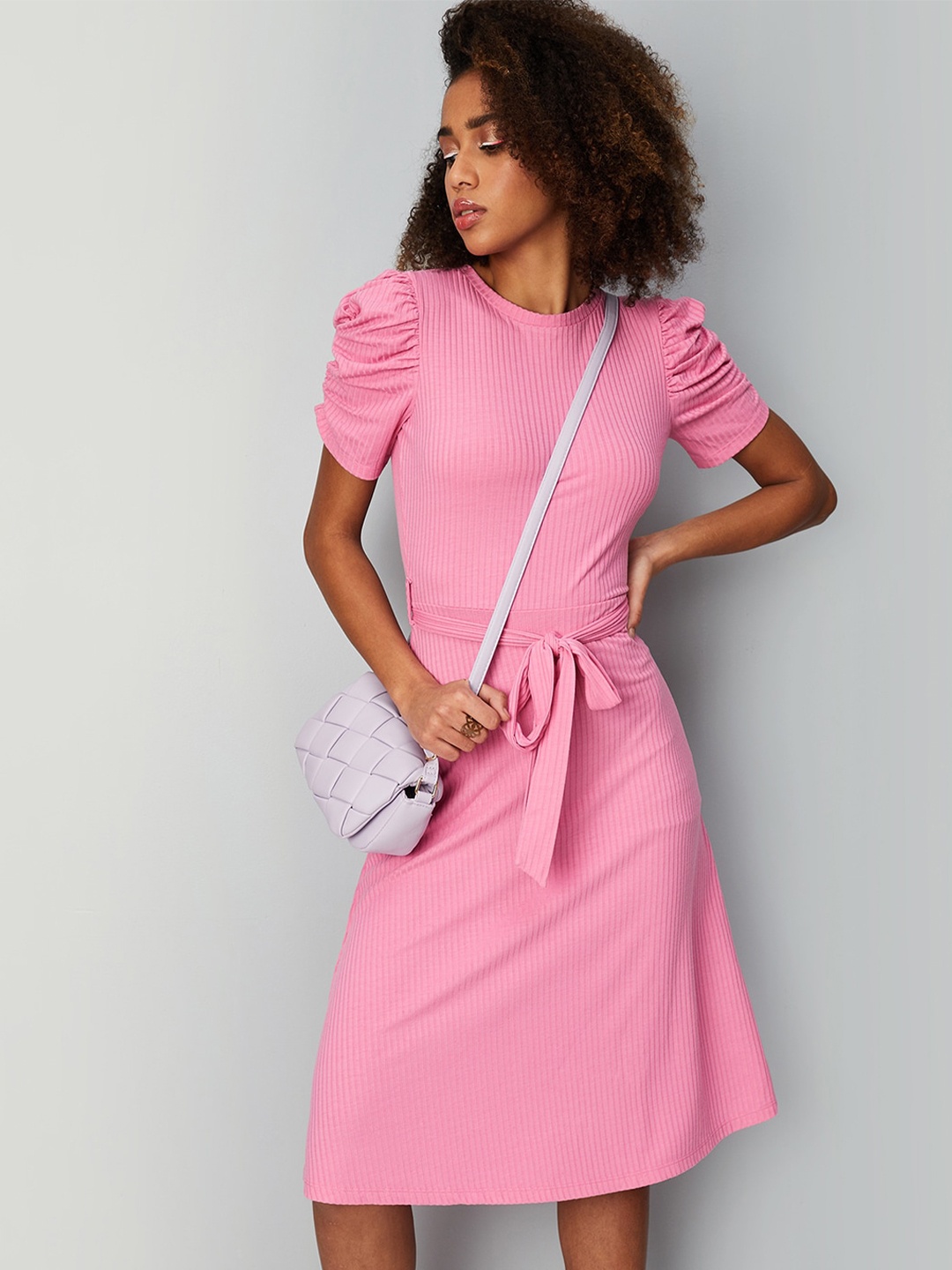 

max Puff Sleeves A-Line Dress, Pink