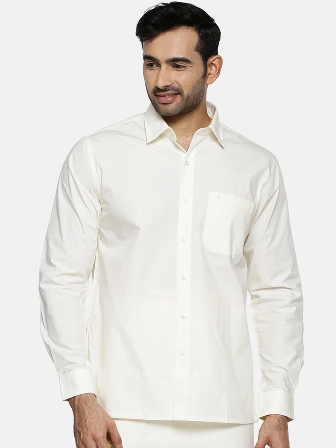 

Ramraj Men Tailored Fit Formal Shirt, Cream