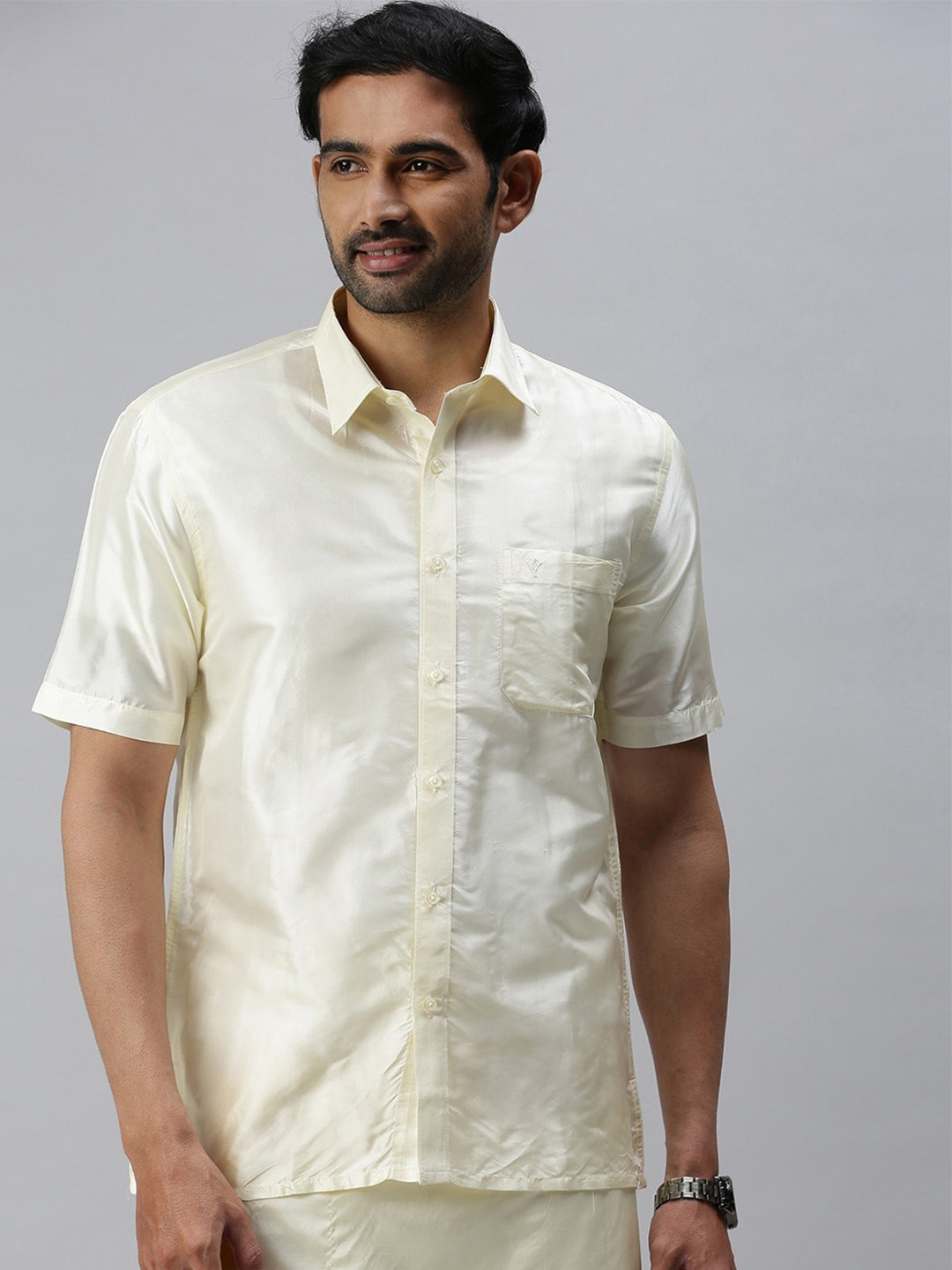 

Ramraj Men Tailored Fit Pure Cotton Formal Shirt, Cream