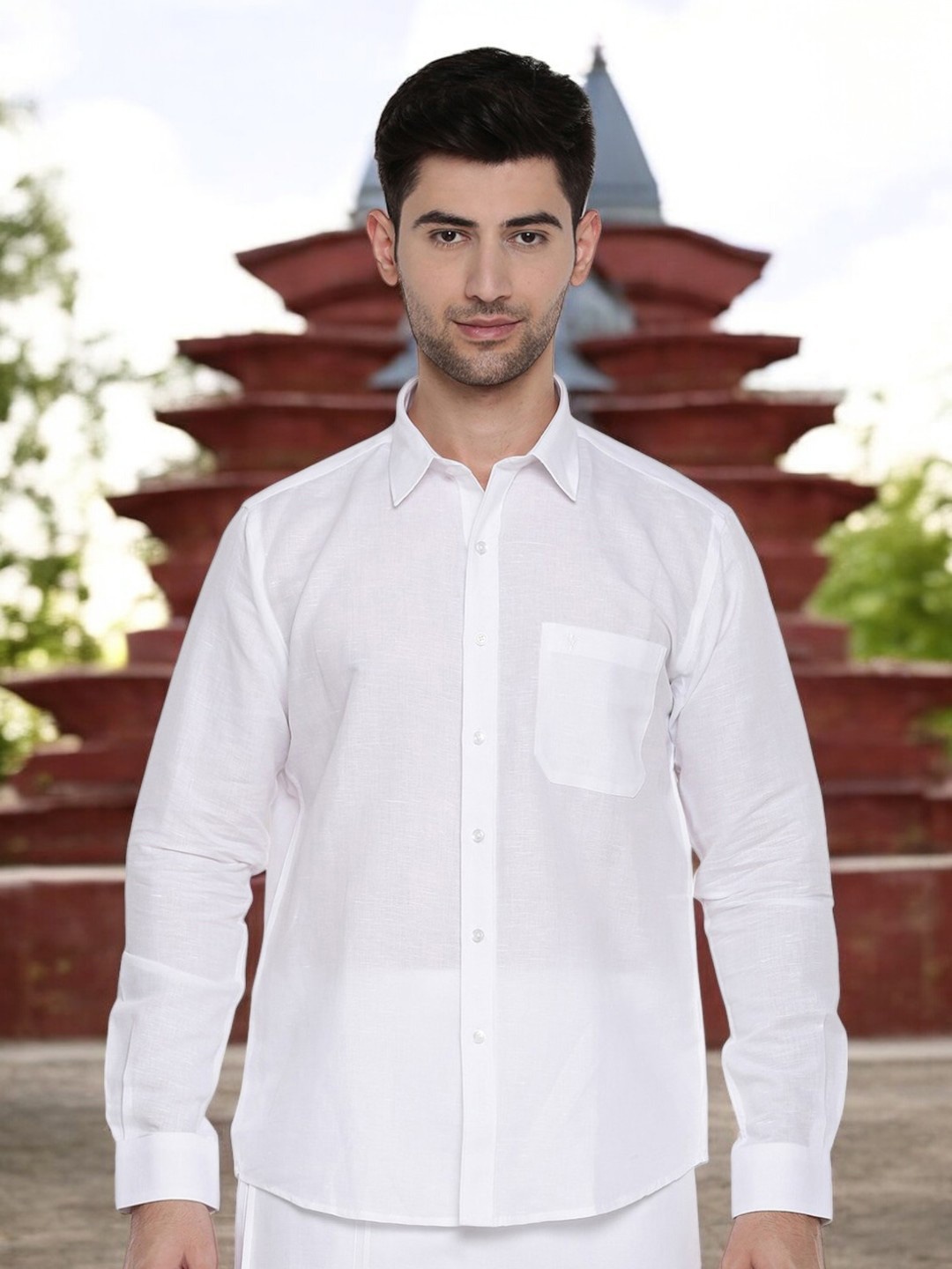 

Ramraj Spread Collar Tailored Fit Cotton Casual Shirt, White