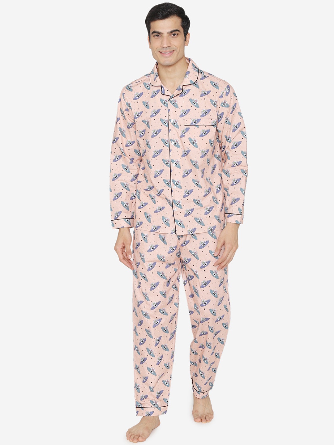 

Fluffalump Conversational Printed Pure Cotton Night Suit, Peach