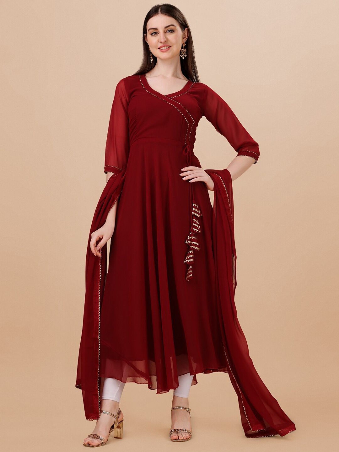 

PMD Fashion Gotta Patti Georgette Anarkali Kurta, Maroon