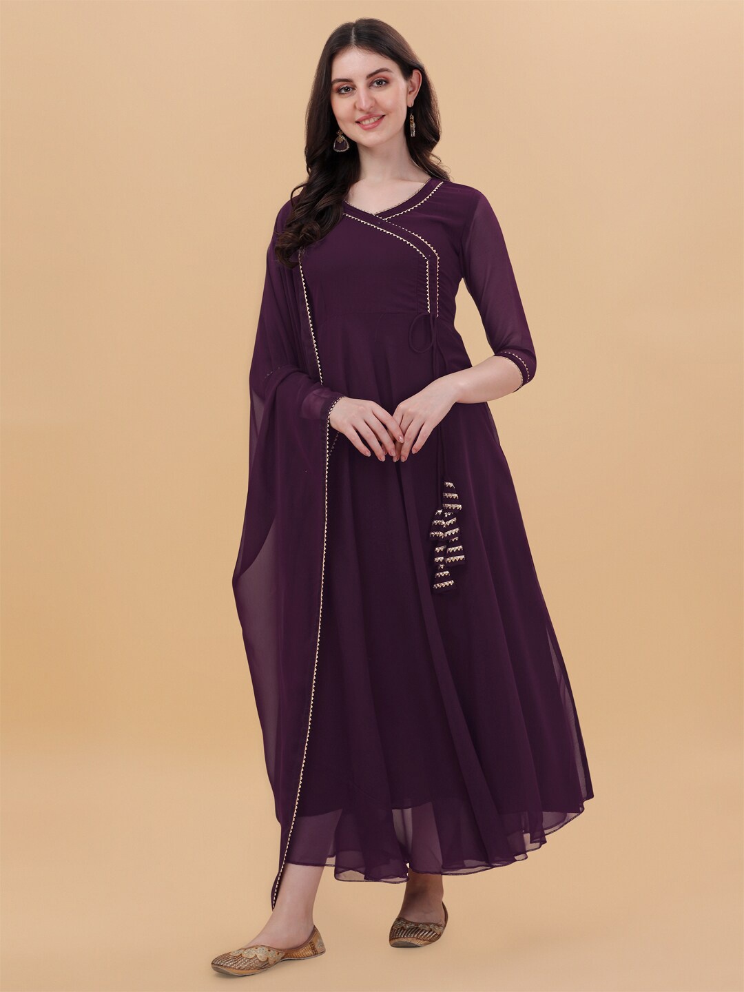 

PMD Fashion Gotta Patti Georgette Anarkali Kurta With Dupatta, Purple