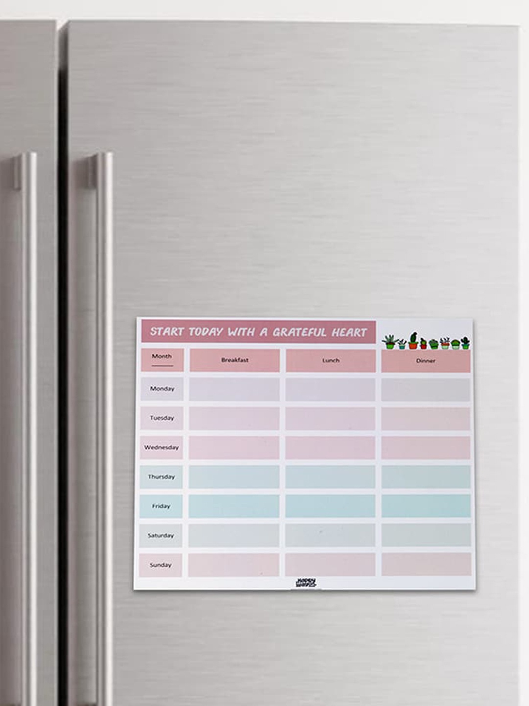 

happywagon Grateful Heart Printed Magnetic Meal Planner, White