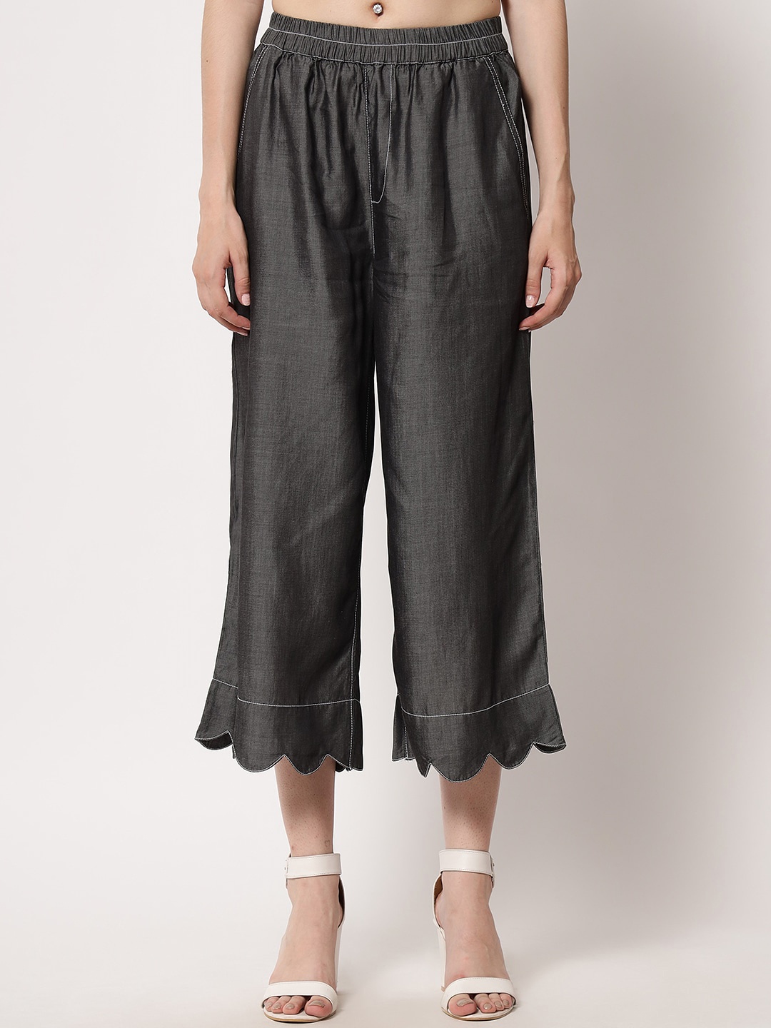 

Kotty Women Relaxed Loose Fit Easy Wash Culottes, Charcoal