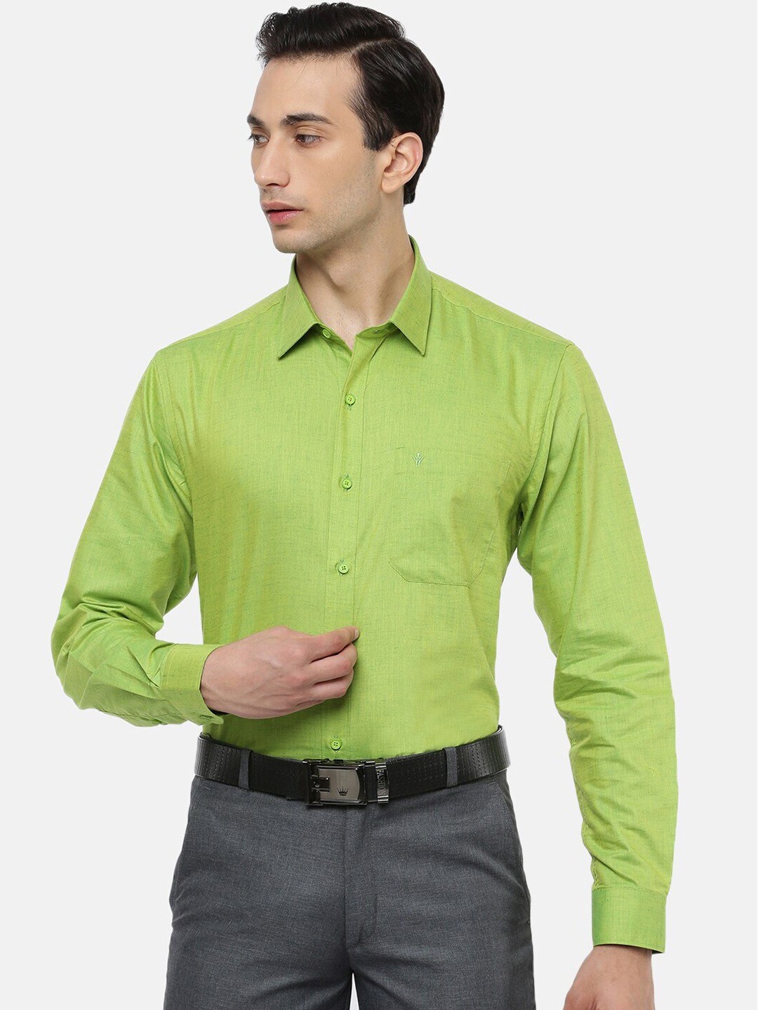 

Ramraj Tailored Fit Pure Cotton Formal Shirt, Green