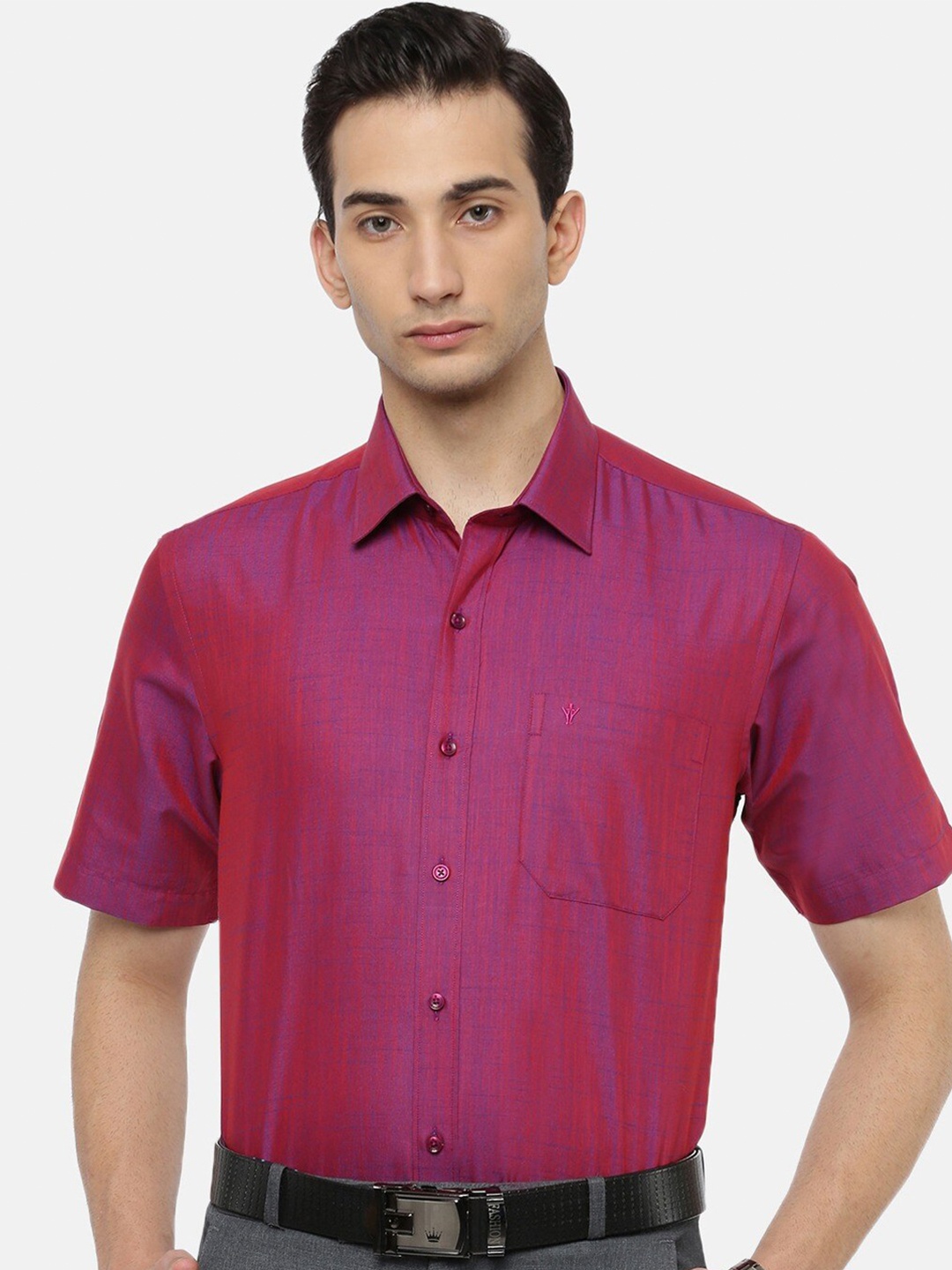 

Ramraj Spread Collar Slim Fit Cotton Formal Shirt, Pink