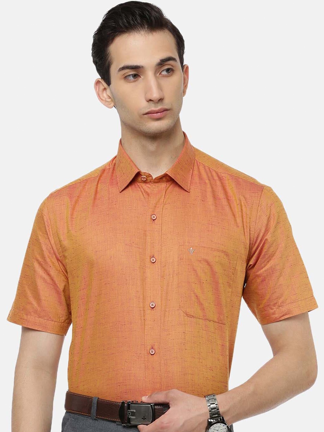 

Ramraj Tailored Fit Pure Cotton Formal Shirt, Orange