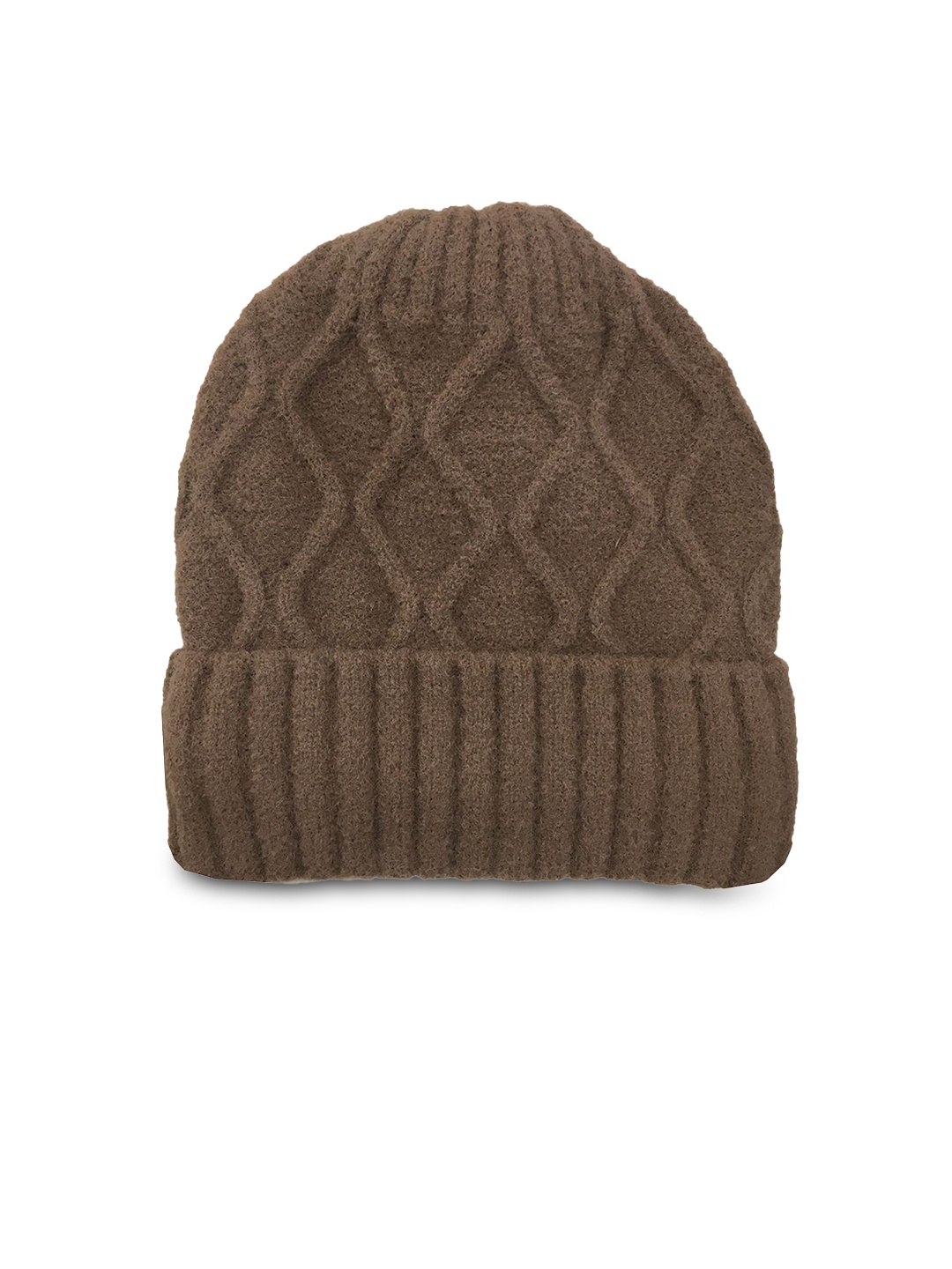 

Gajraj Self Design Pure Wool Beanie, Brown