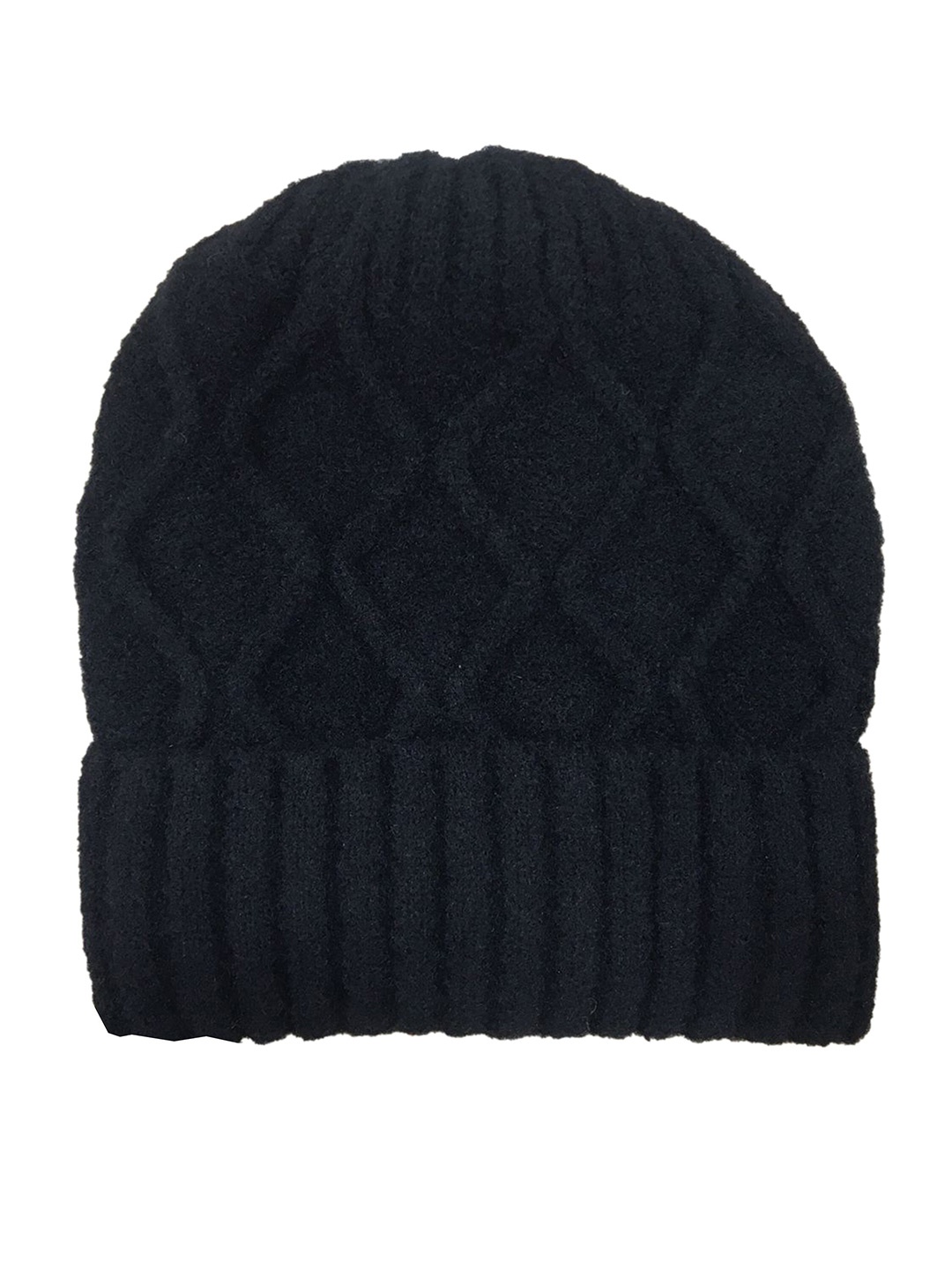 

Gajraj Self Design Wool Beanie, Black