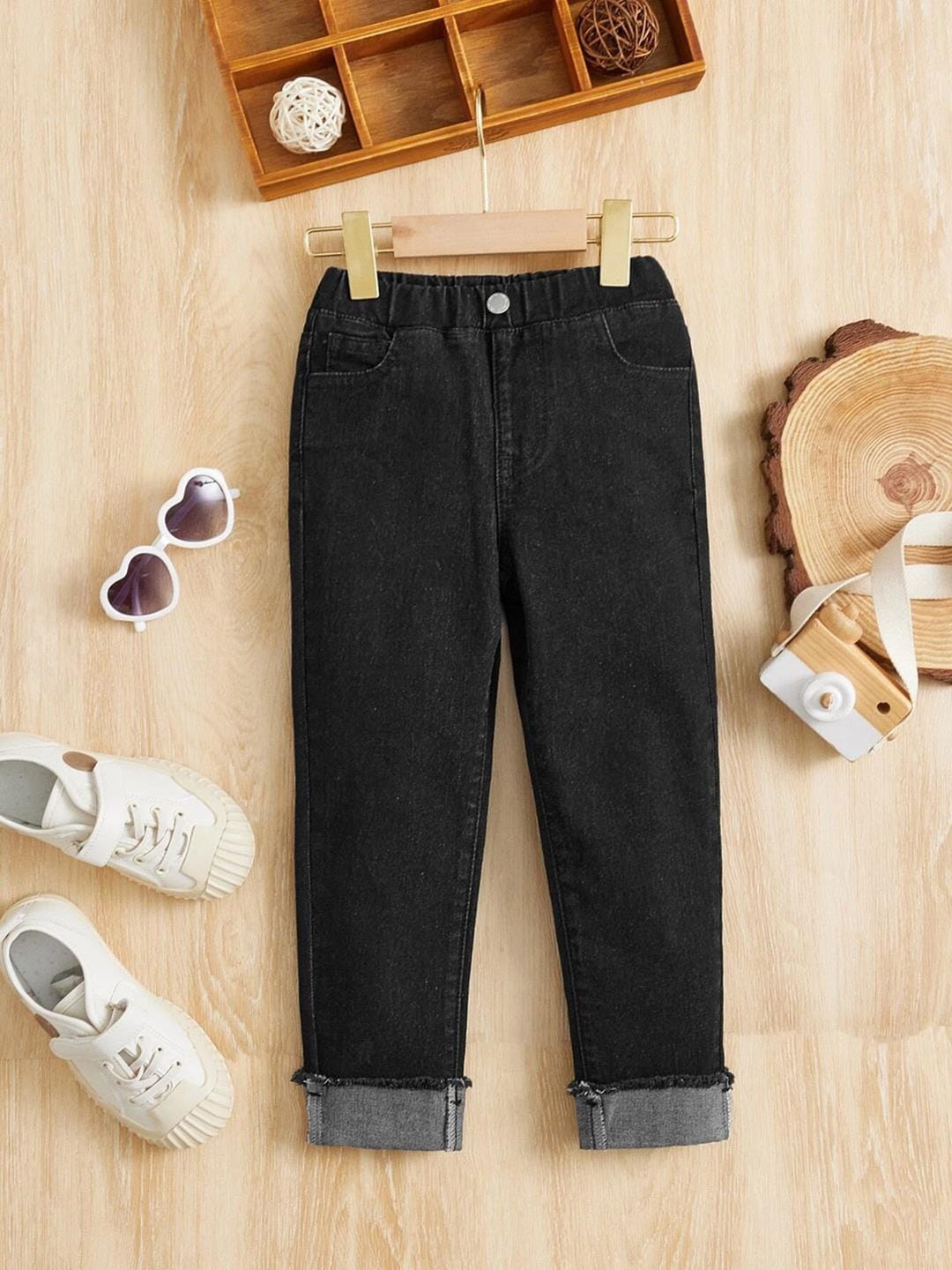 

Kotty Girls Jean Stretchable Mid-Rise Jeans, Black