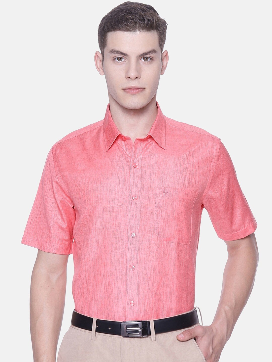 

Ramraj Spread Collar Cotton Formal Shirt, Pink