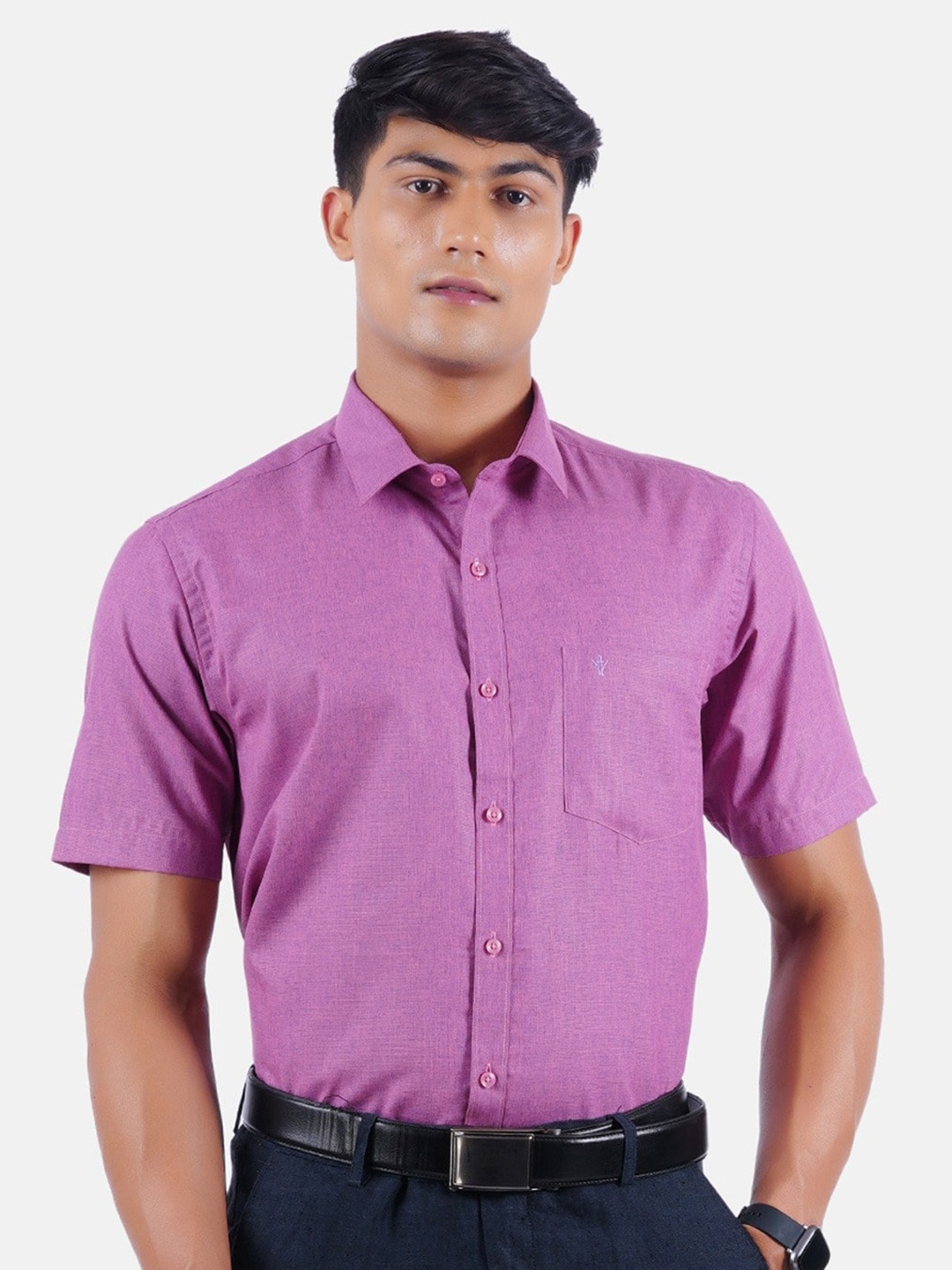 

Ramraj Tailored Fit Pure Cotton Formal Shirt, Purple