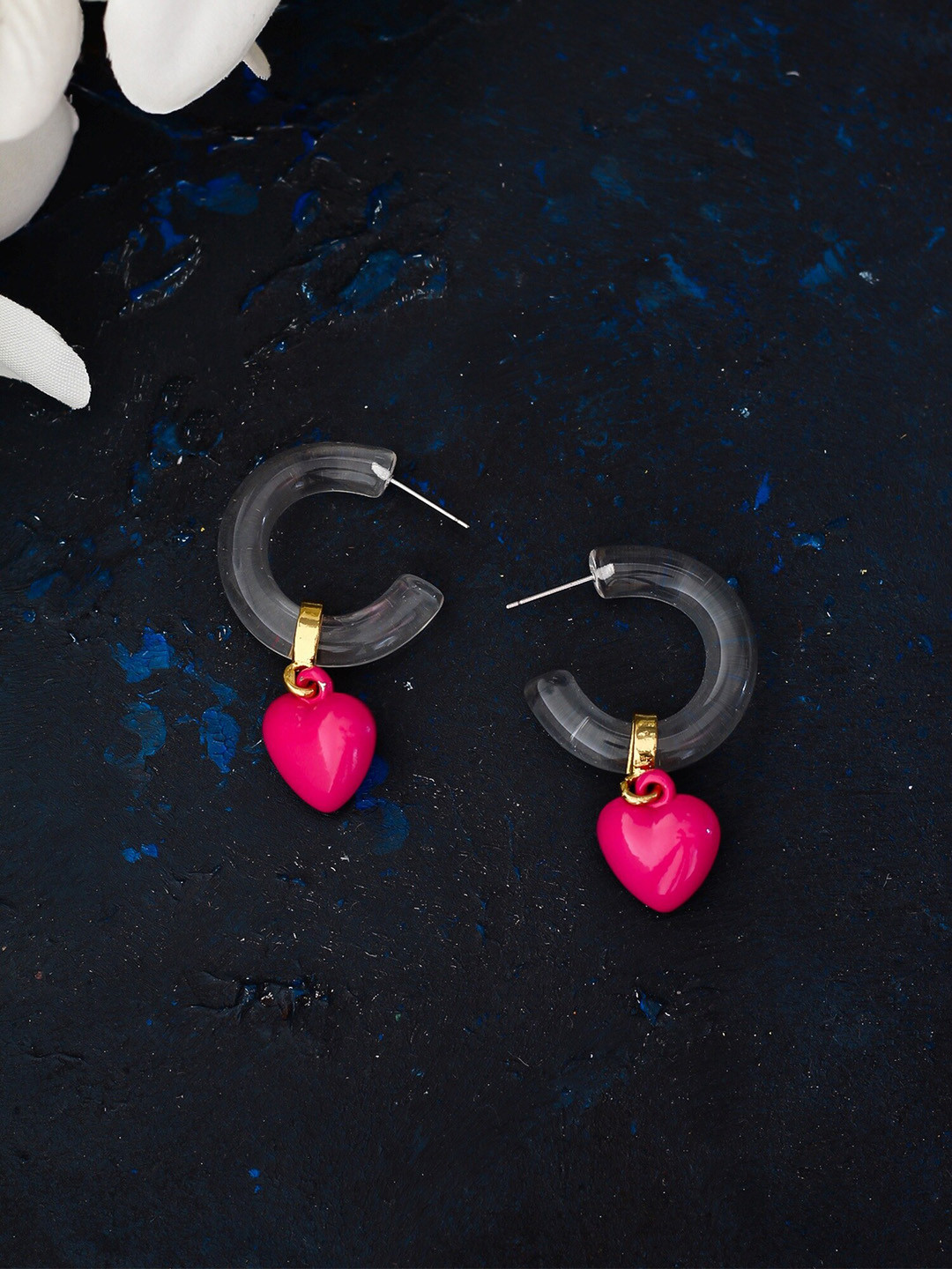 

Bellofox Contemporary Heart Shaped Half Hoop Earrings, Pink