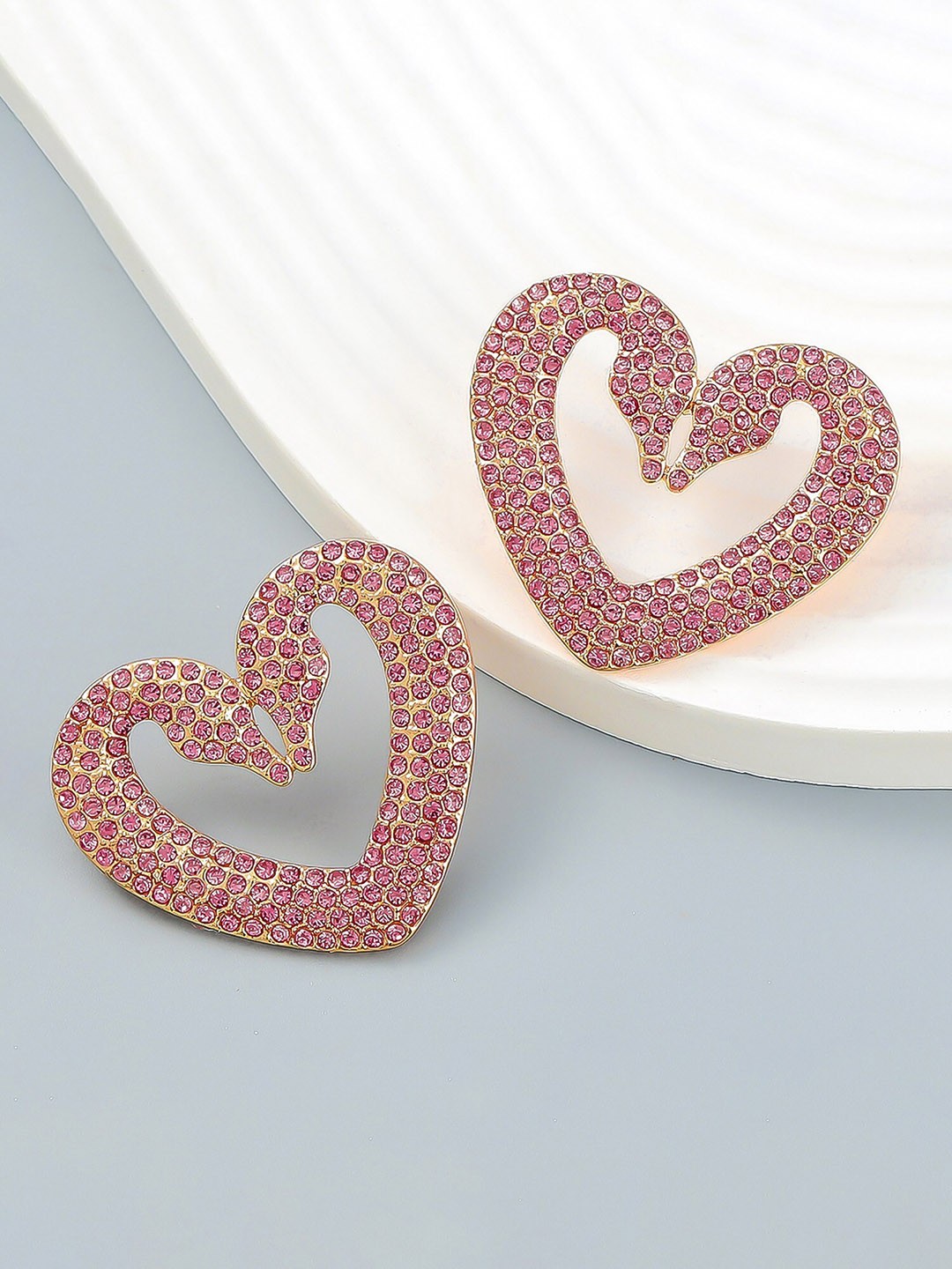 

Bellofox Heart Shaped Contemporary Studs Earrings, Pink