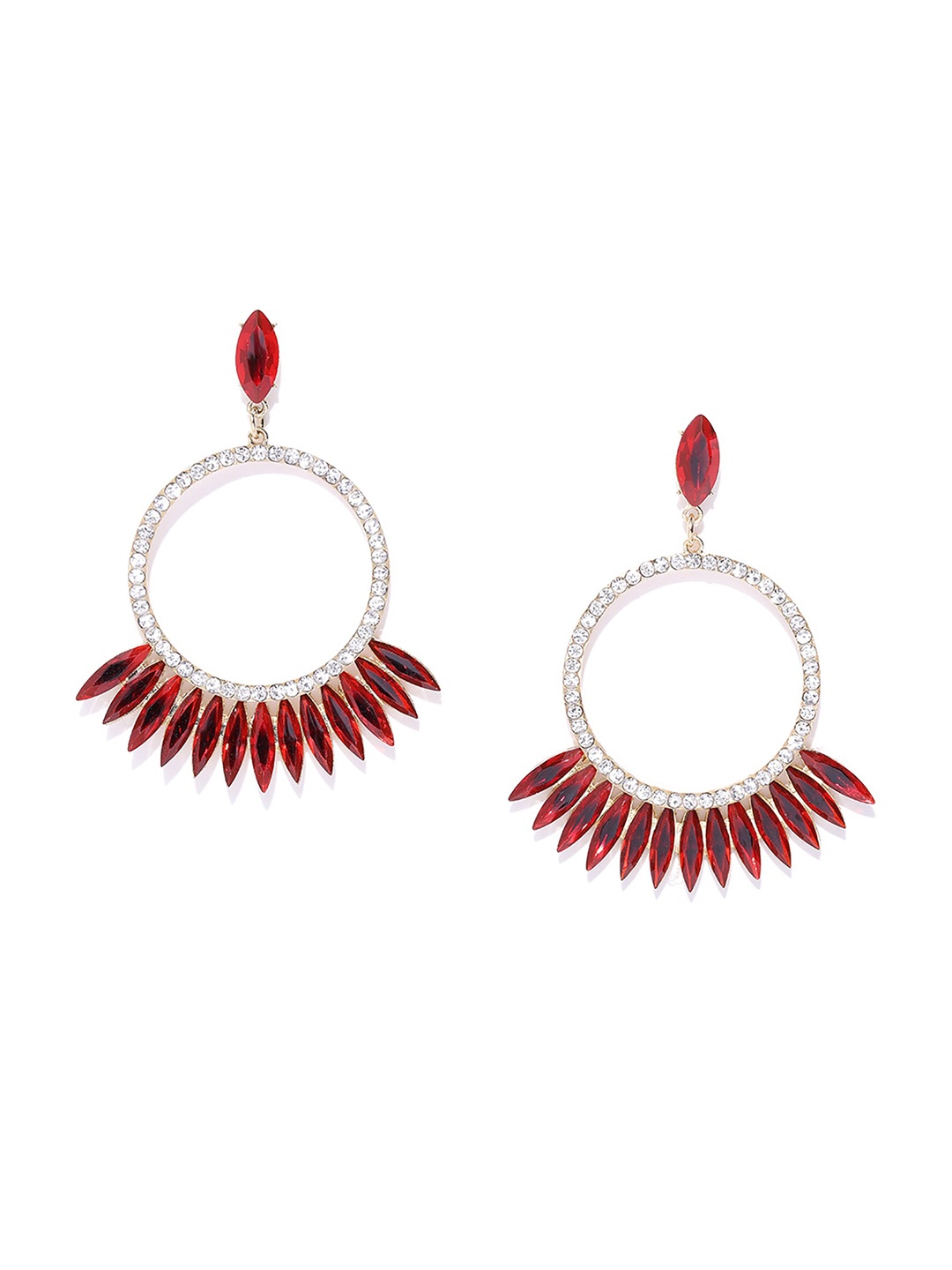 

Bellofox Contemporary Stone Studded Drop Earrings, Maroon