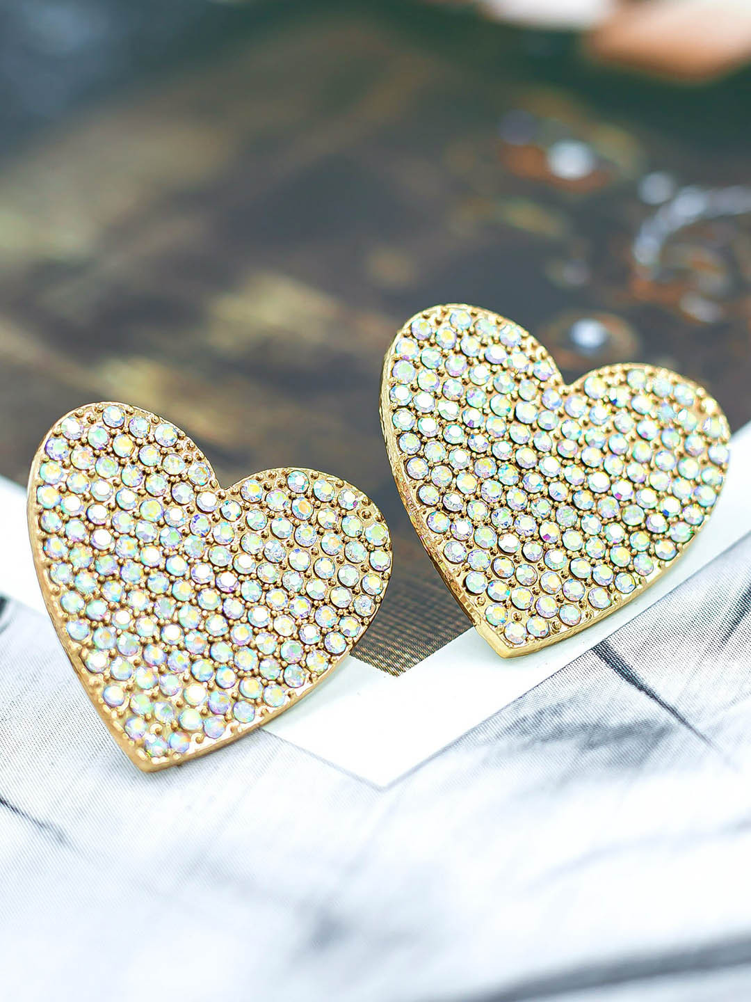 

Bellofox Gold-Plated Contemporary Studded Hearts Earrings