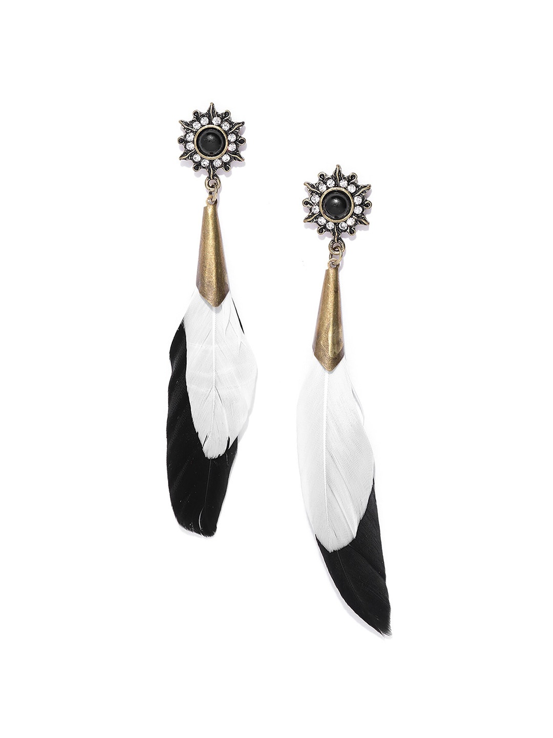

Bellofox Gold-Plated Tasseled Feather Contemporary Drop Earrings
