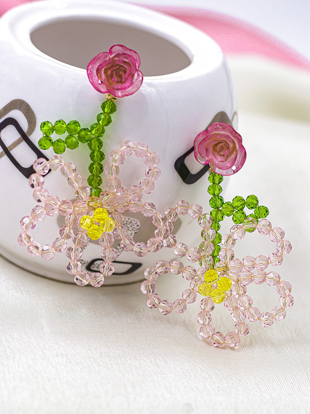 

Bellofox Floral Contemporary Drop Earrings, Pink