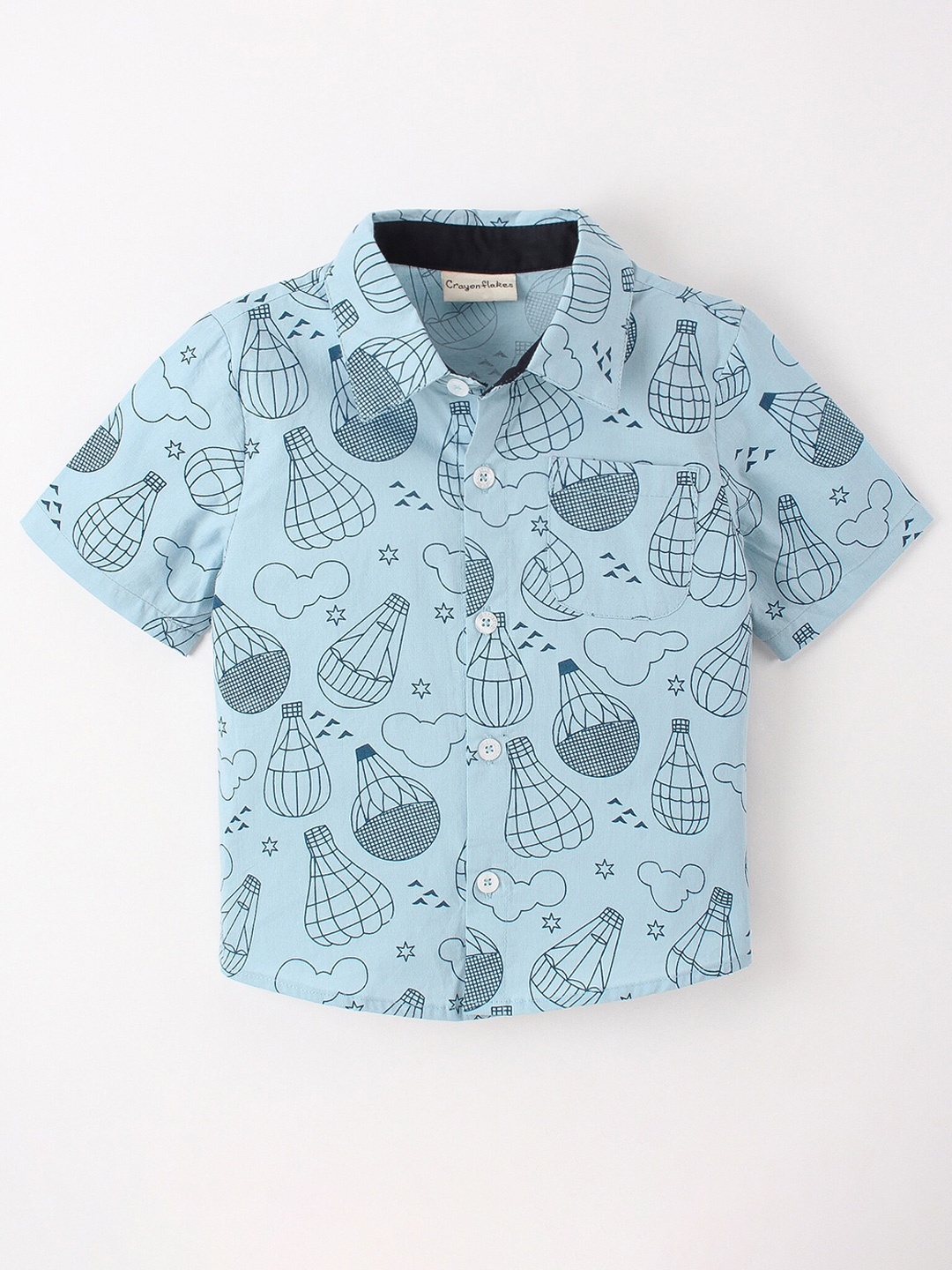 

CrayonFlakes Boys Conversational Printed Cotton Casual Shirt, Blue