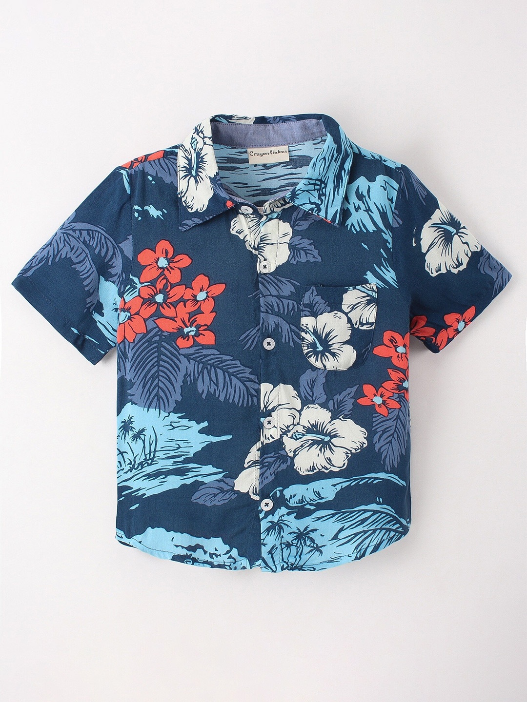 

CrayonFlakes Boys Floral Printed Casual Shirt, Blue