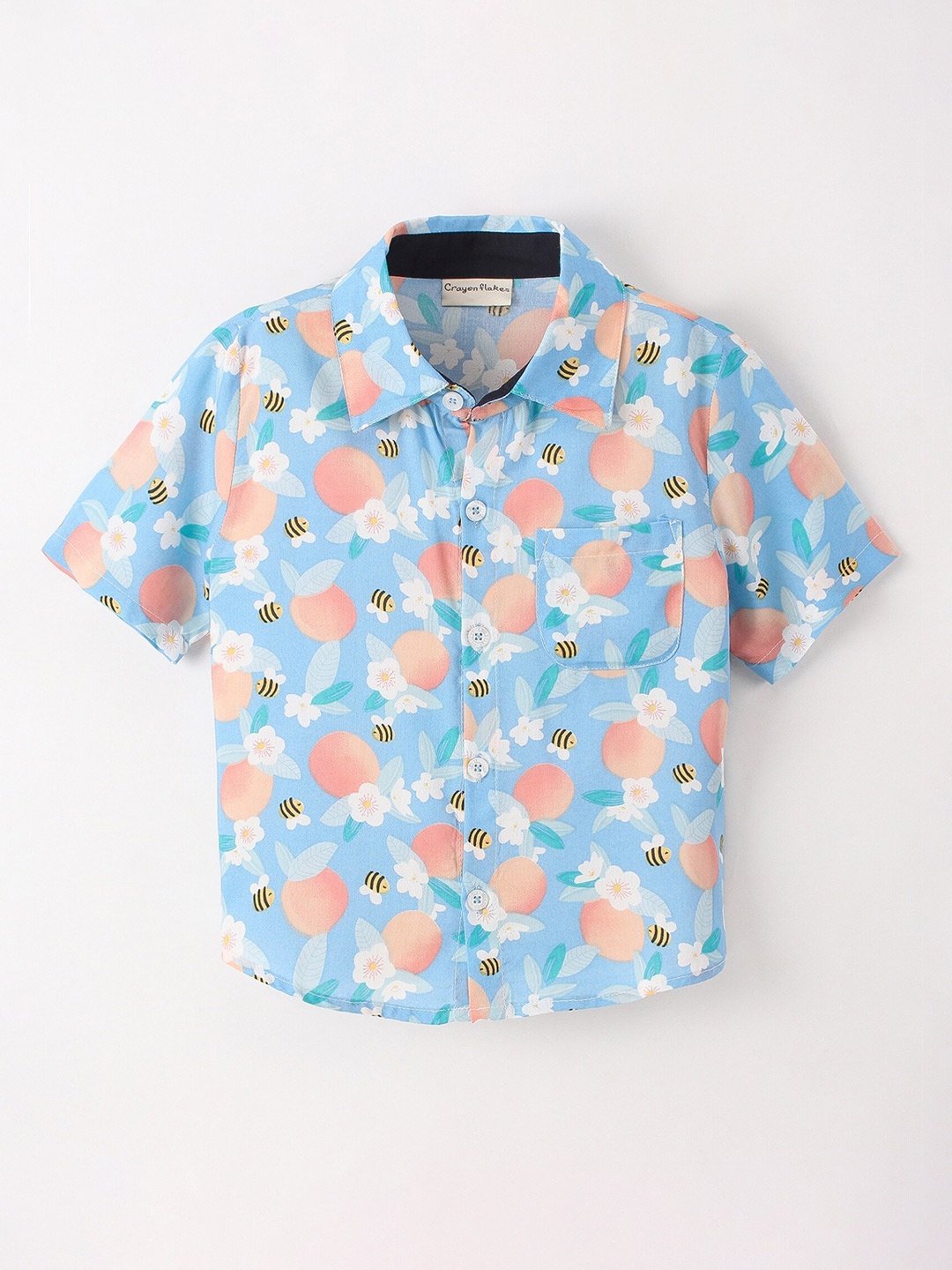 

CrayonFlakes Boys Conversational Printed Casual Shirt, Blue