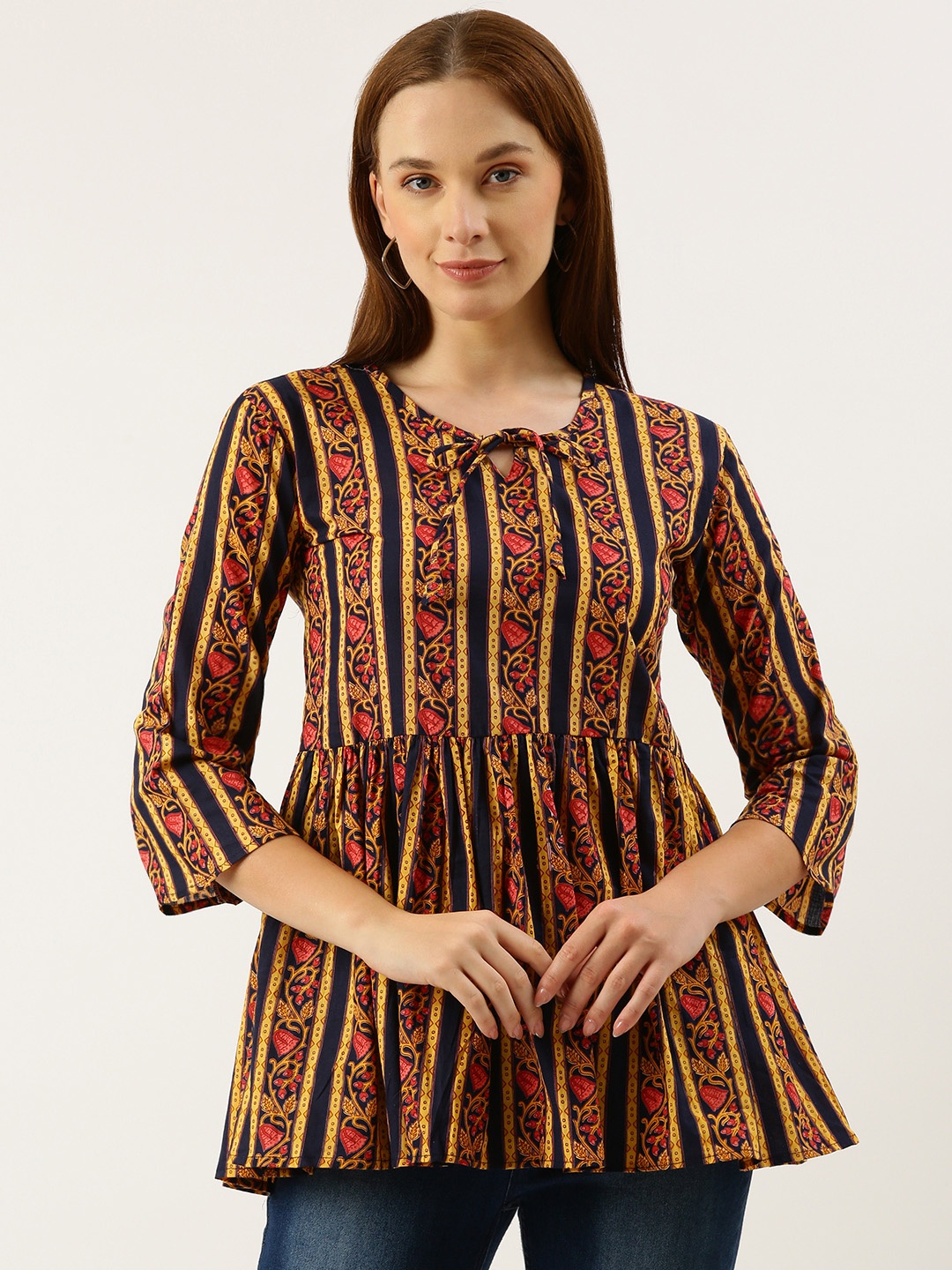 RACHNA Ethnic Motifs Printed Pleated Kurti, Multi